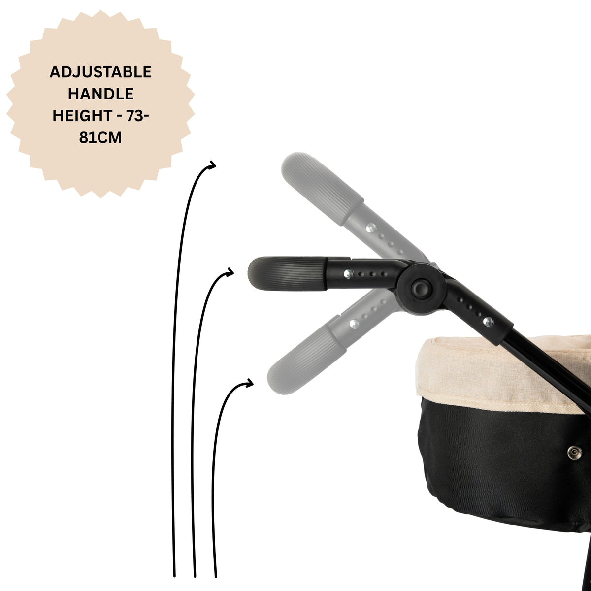 Joie Evalite Stone &amp; Black Dolls Pram - 9 Play Modes