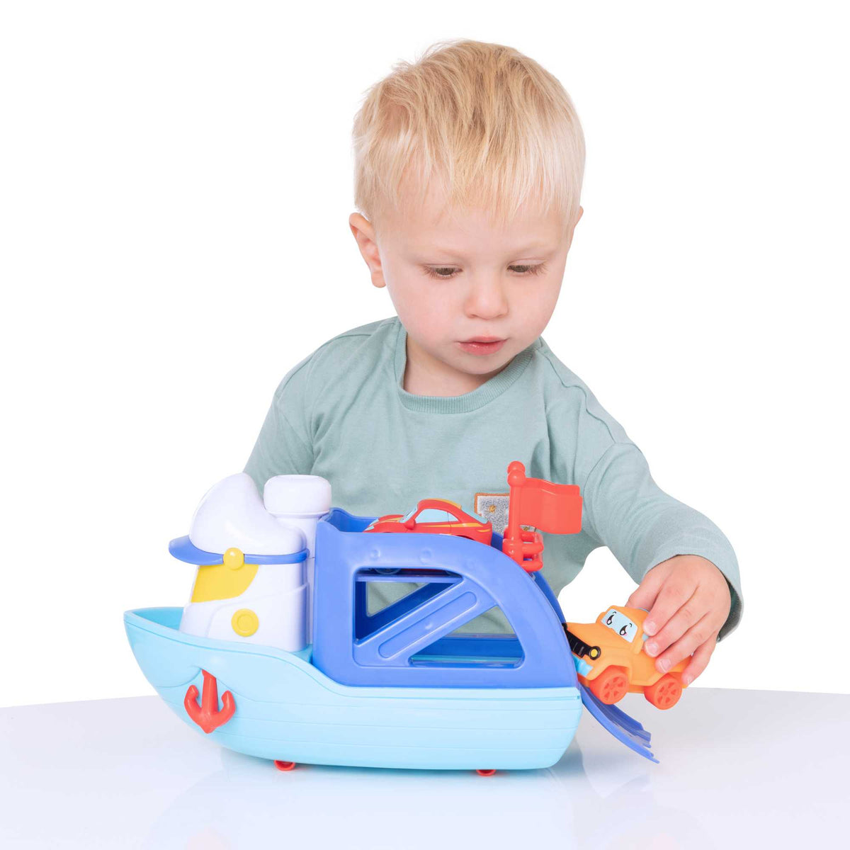 Tiny Teamsterz Ferry Boat Playset | Includes 2 Soft Touch Cars Cars &amp; Transporters