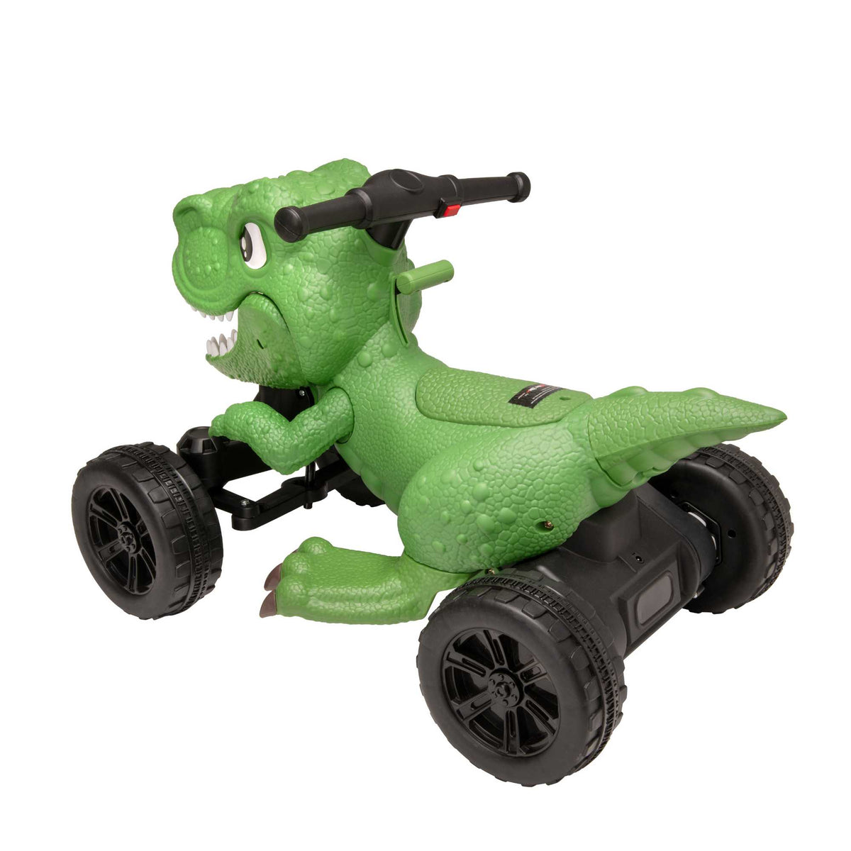 ATOM Dino Quad Battery Operated Ride-On Toy for kids, featuring a dinosaur-themed design, four rugged wheels, and easy-to-use controls, perfect for adventurous outdoor play.