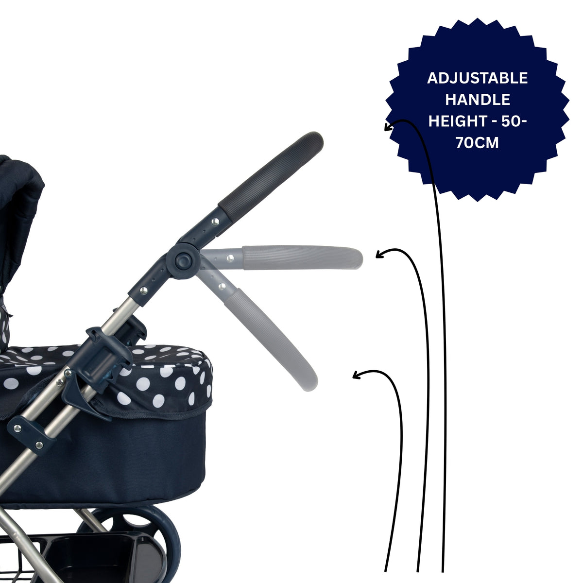 Dolly Tots Cherish Dolls Pram - Navy Prams