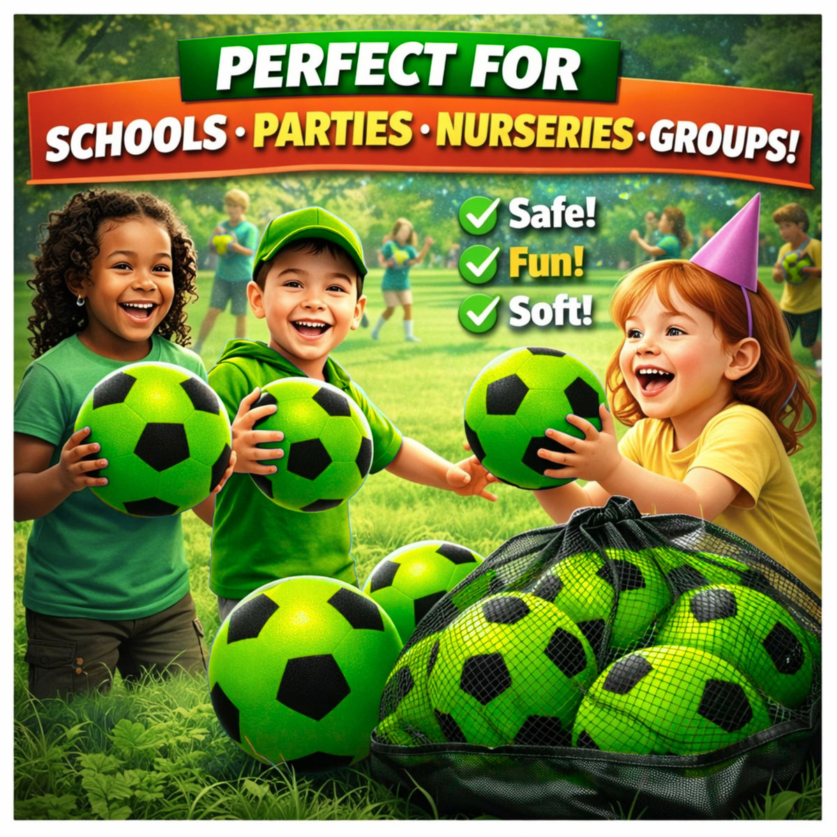 Foam Football Pack Of 12 - Green