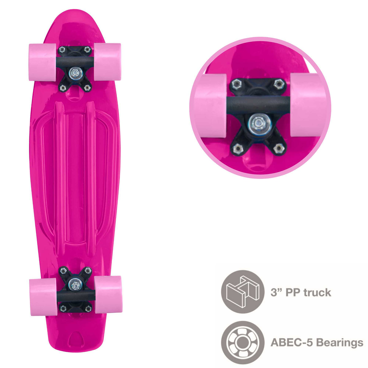 EVO 22&quot; Light Up Penny Board - Pink Skateboards