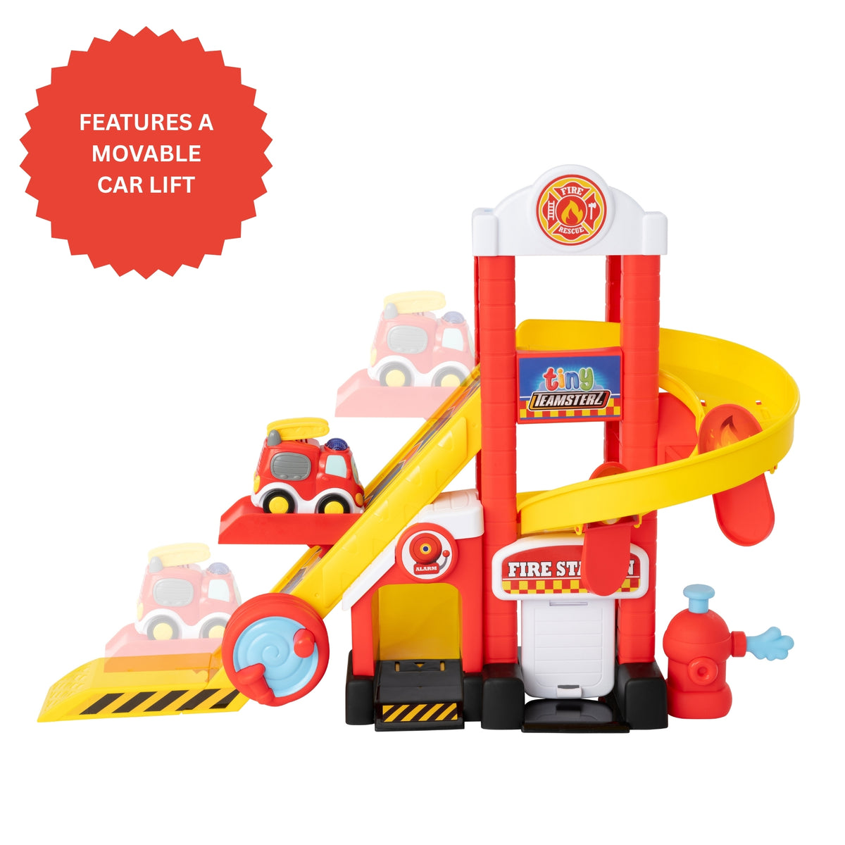 Tiny Teamsterz Beep &amp; Go Fire Station HQ - Includes 1 Fire Engine