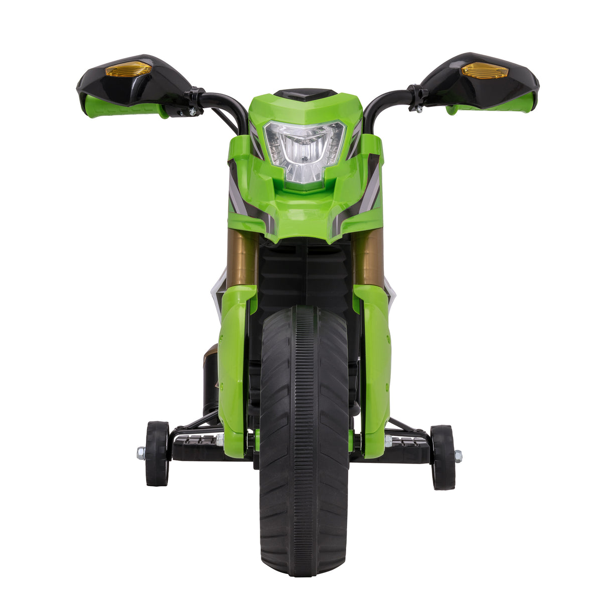 EVO Venom Green Rally Bike Ride On for ages 3+, featuring a bold green color, rugged rally design, durable frame, wide stable wheels, and easy-grip handles for safe and adventurous outdoor play.