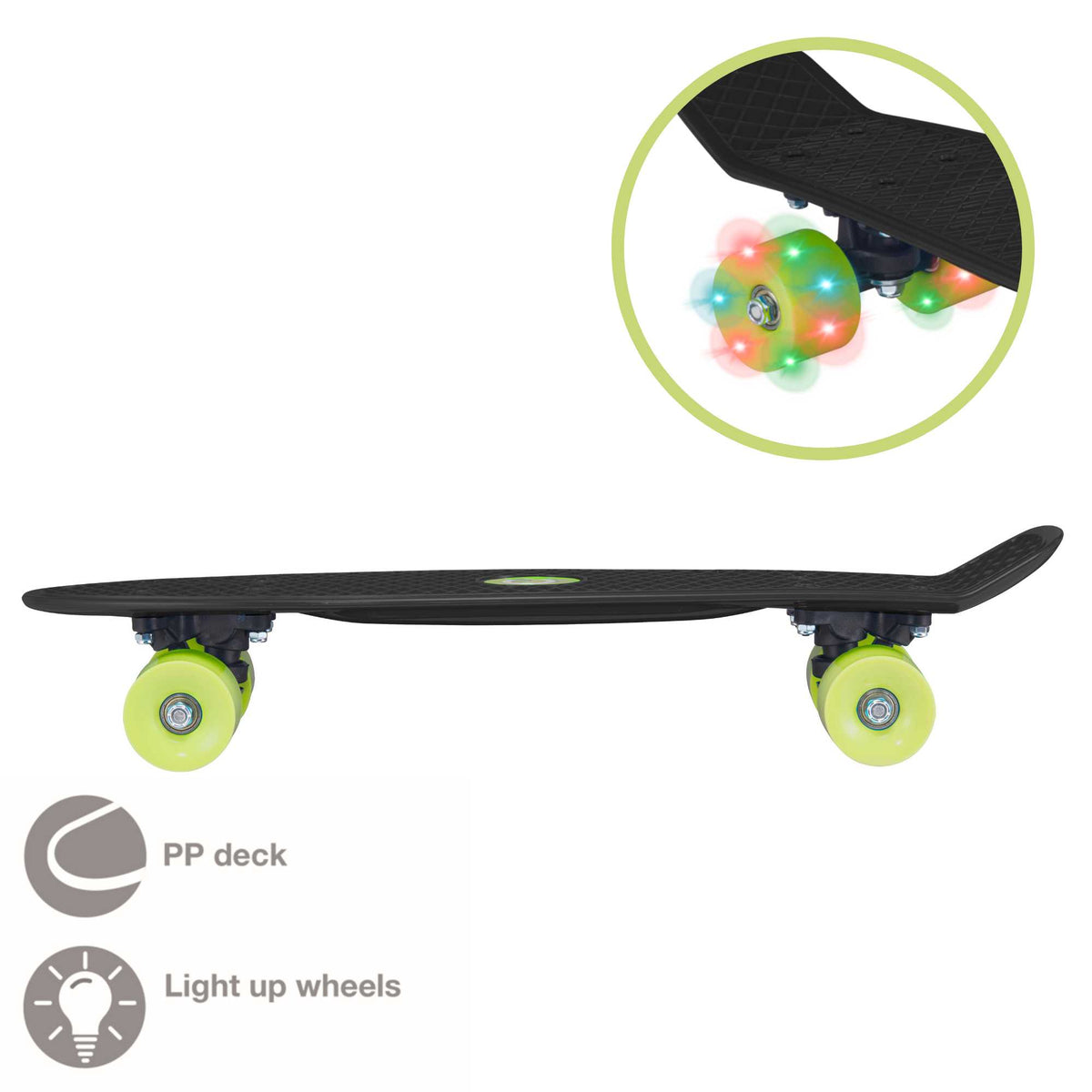 EVO 22&quot; Light Up Penny Board - Black Skateboards