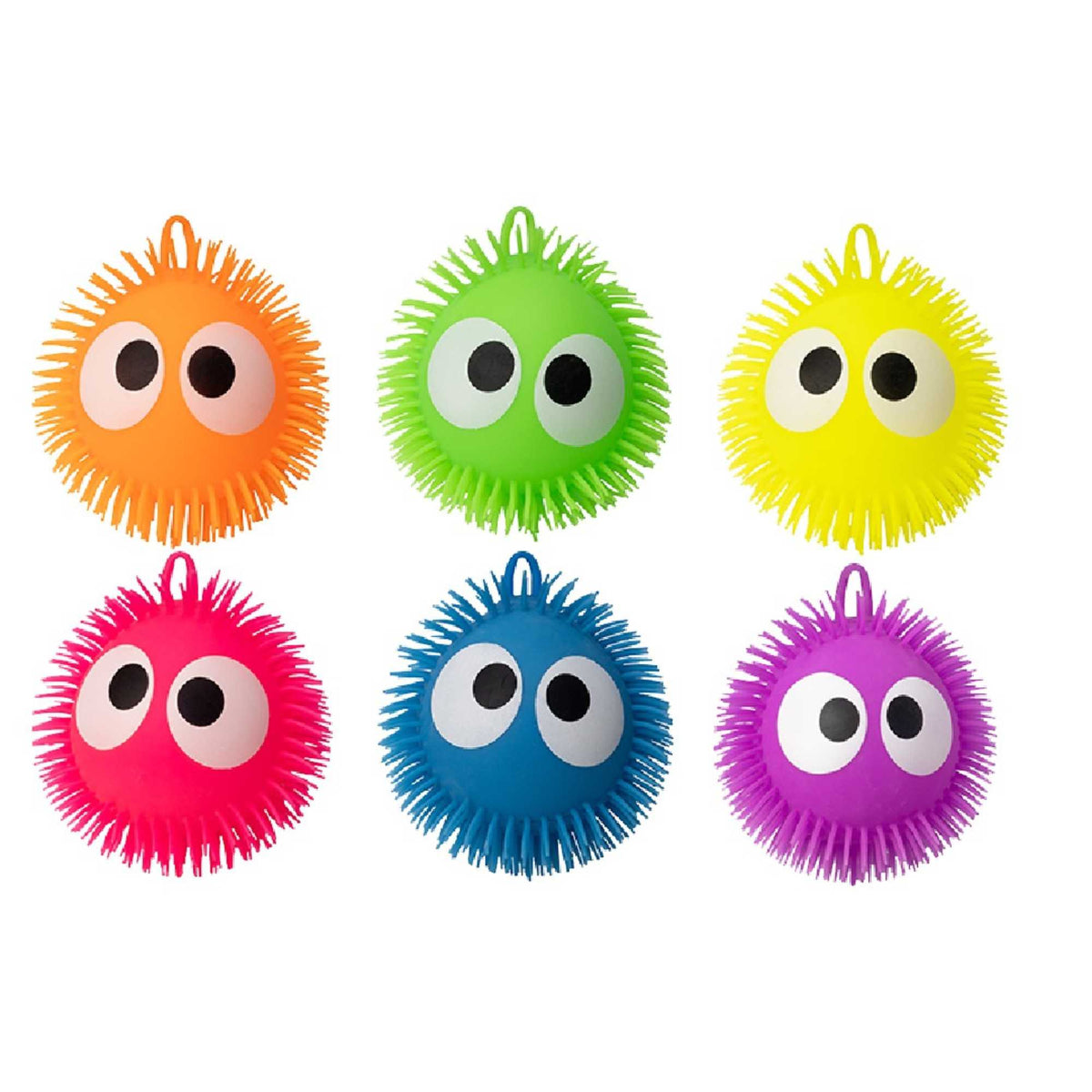 Collection of Fluffeez Balls in a display box, featuring 12 soft and fluffy balls in 6 vibrant colours, perfect for play and relaxation