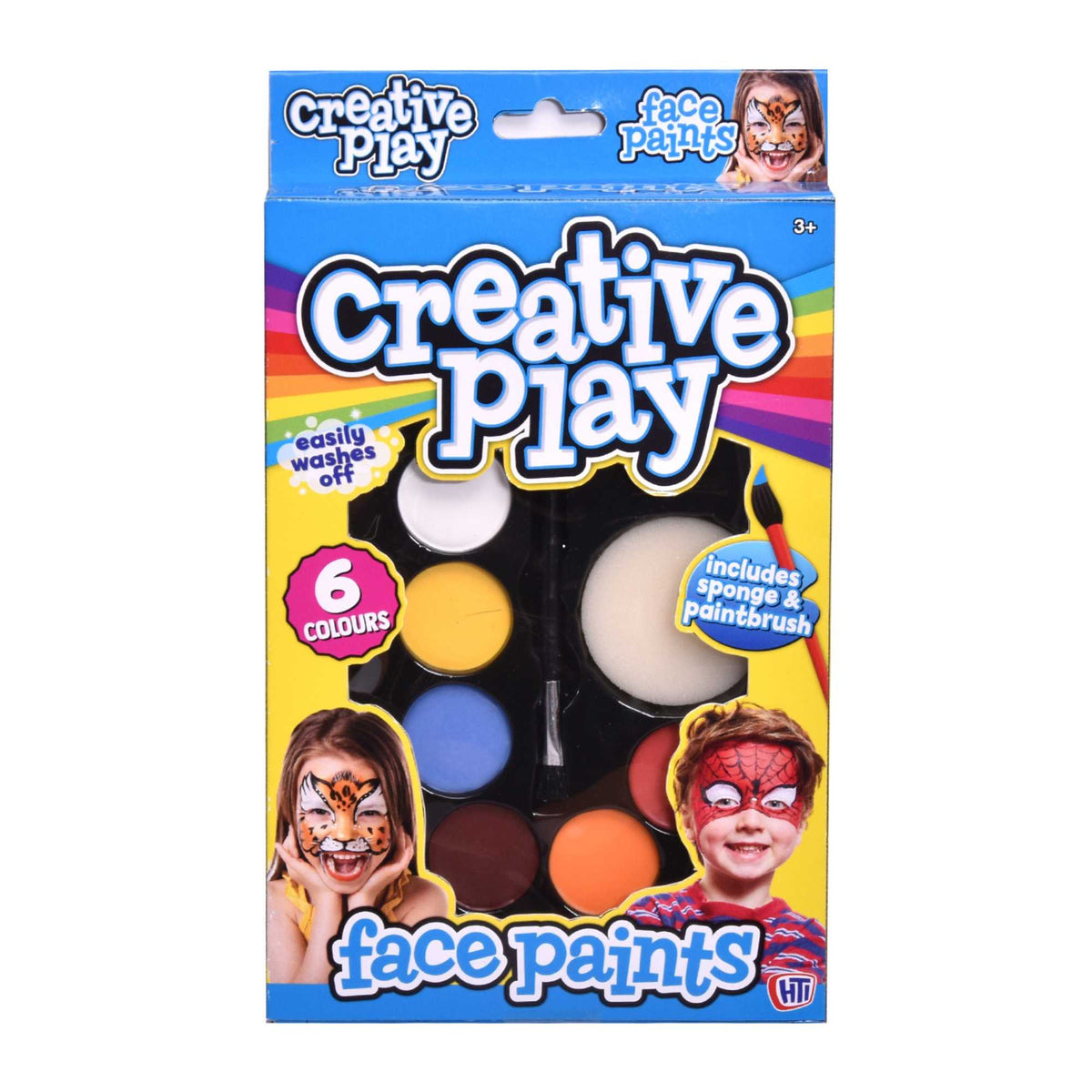 Creative Play Face Paint Set featuring a variety of vibrant, non-toxic colors, perfect for imaginative face painting and fun for all ages