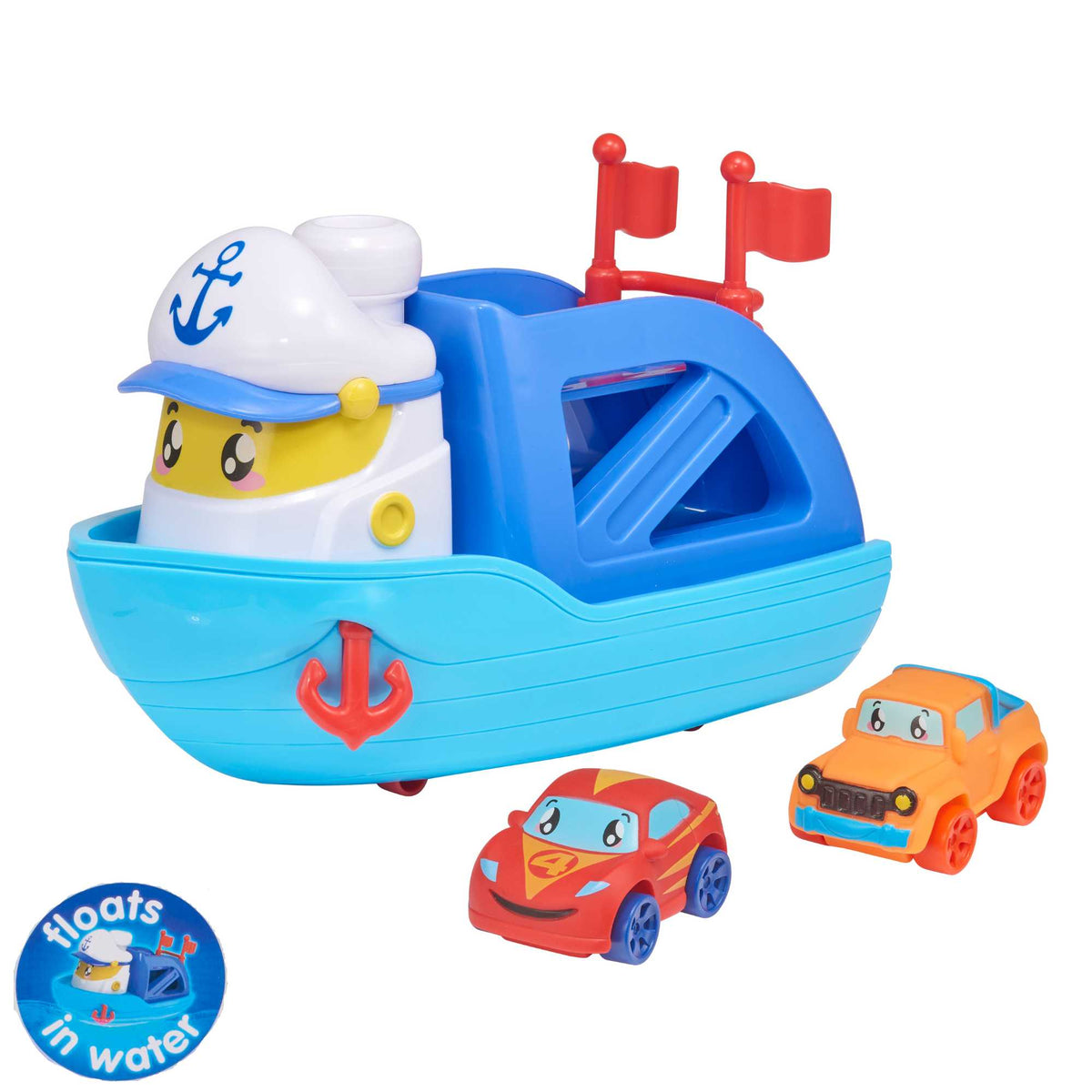 Tiny Teamsterz Ferry Boat Playset | Includes 2 Soft Touch Cars Cars &amp; Transporters