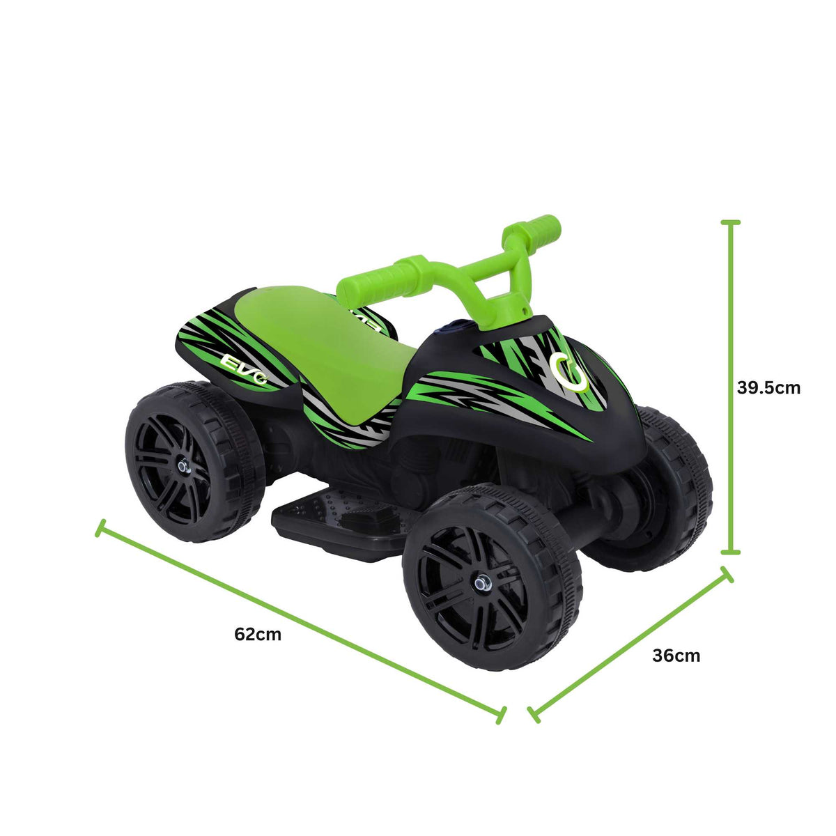 EVO 6V Venom Quad Electric Ride-On with vibrant design, sturdy four-wheel construction, and easy-to-use controls, perfect for exciting and safe outdoor adventures for kids. 