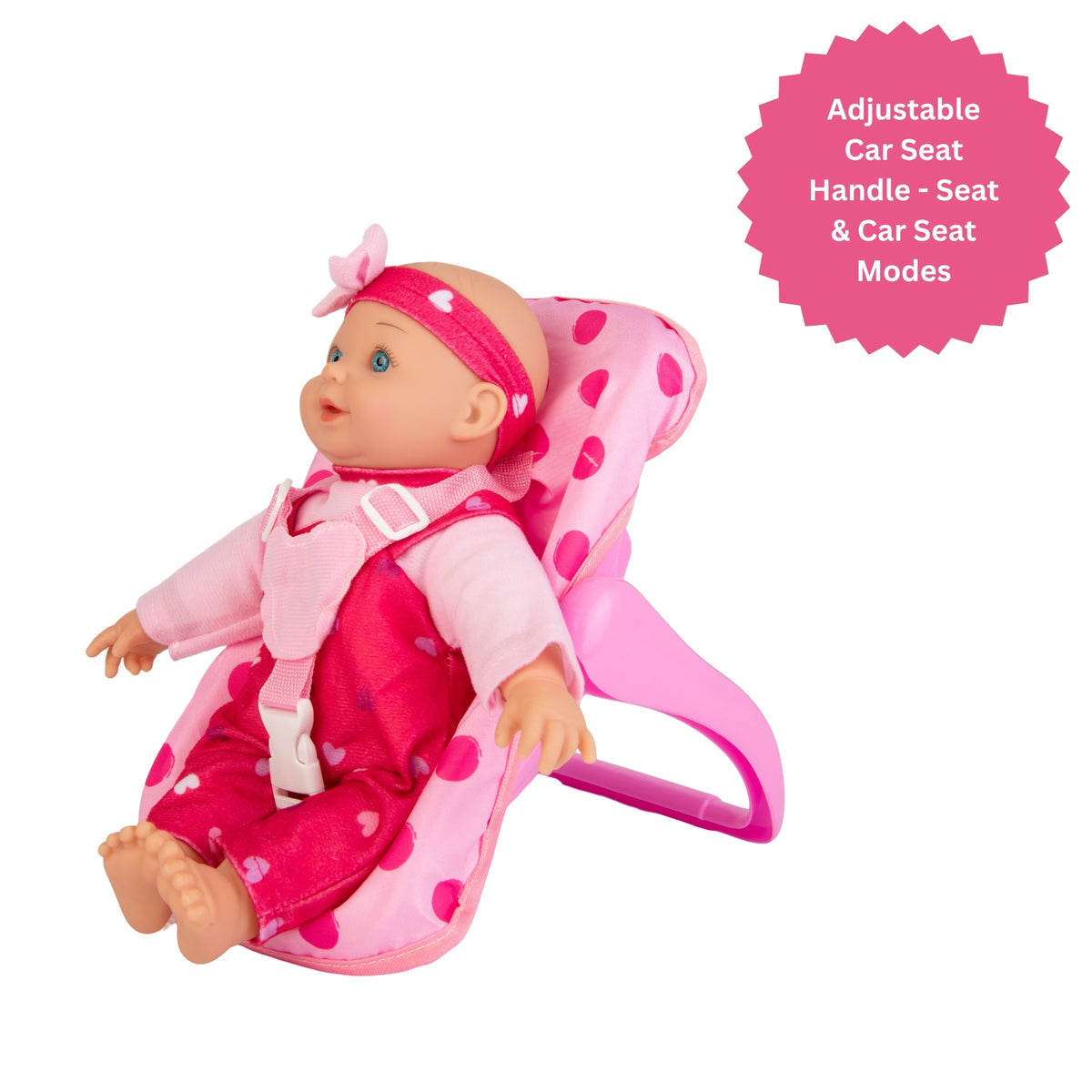 Dolly Tots 30cm Doll &amp; Car Seat - Soft Bodied Talking Doll