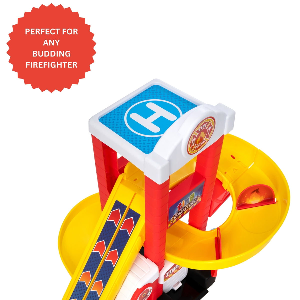 Tiny Teamsterz Beep &amp; Go Fire Station HQ - Includes 1 Fire Engine
