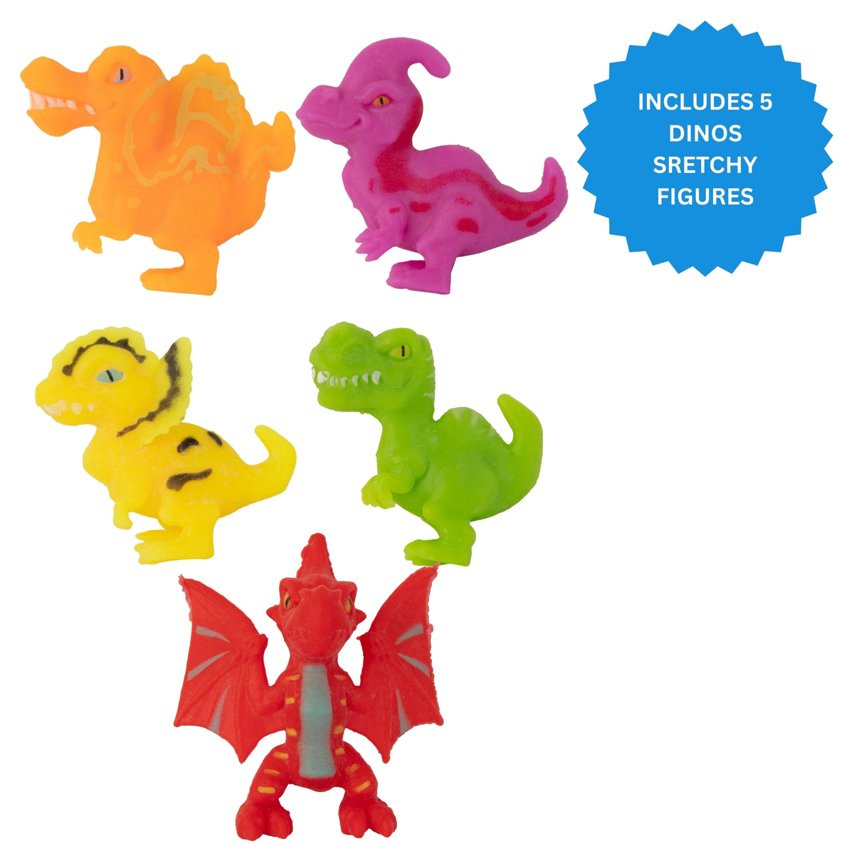 Stretcherz Play Case With 5 Stretchy Figures - Dinosaur
