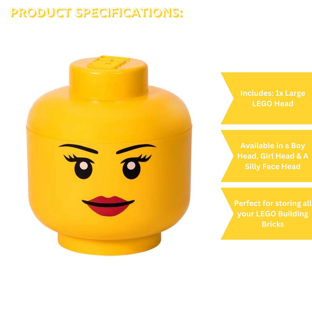 Large LEGO Storage Head - Girl Building Toys