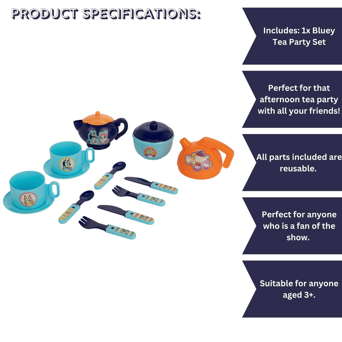 Bluey Plastic Tea Party Set Kitchens &amp; Household