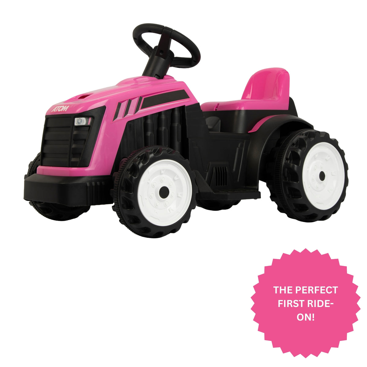 ATOM 6V Electric Ride On Tractor With Trailer - Pink