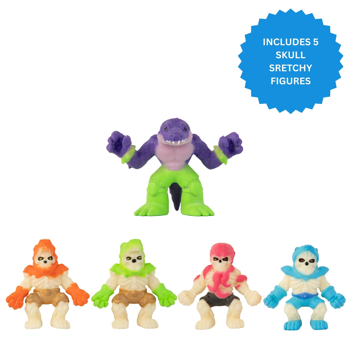 Stretcherz Play Case With 5 Stretchy Figures - Skull