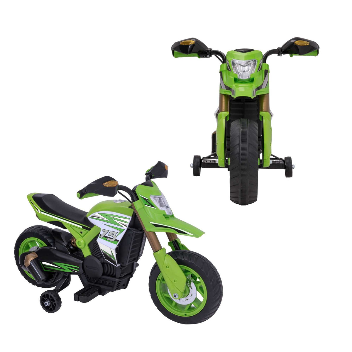 EVO 6v Kids Electric Ride-On Venom Rally Bike Green