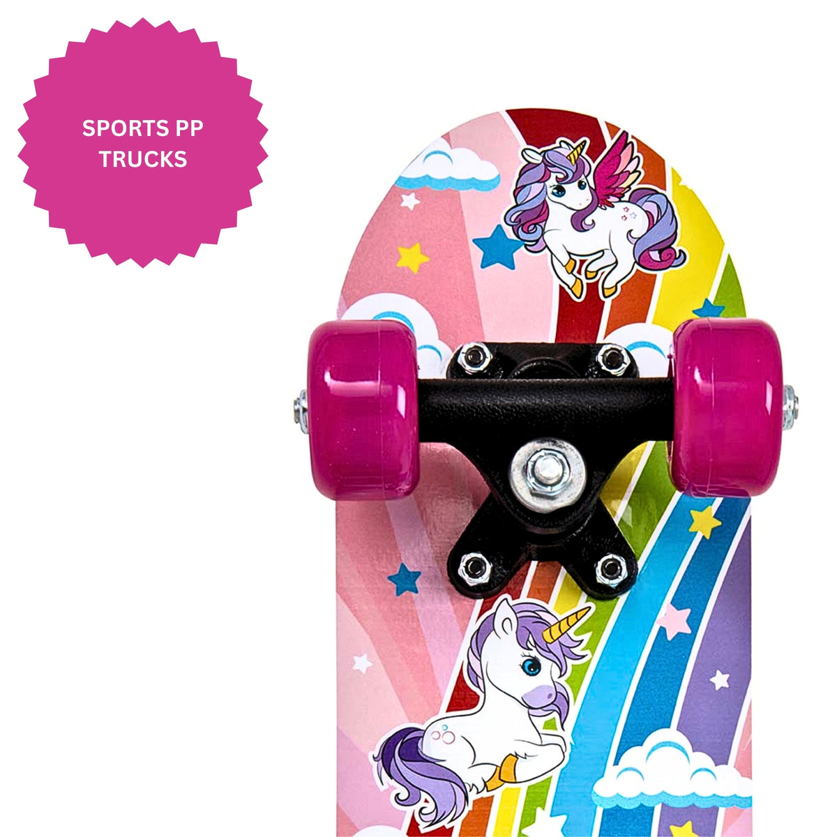 ATOM 17 inch Unicorn Skateboard for Kids – Beginner Mini Skateboard with Colourful Deck and Grip Tape.