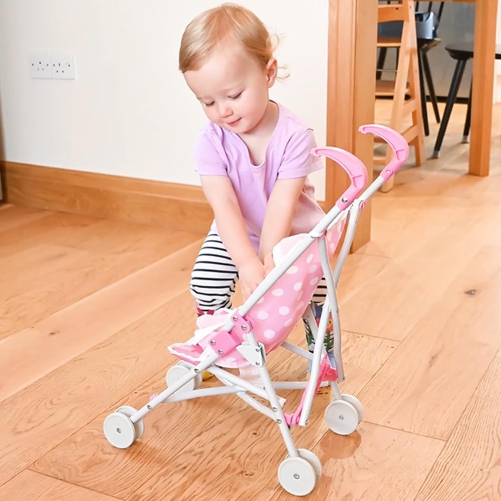 Dolly Tots Dolls Single Stroller - Lightweight and Easy-to-Use Toy Stroller for Dolls