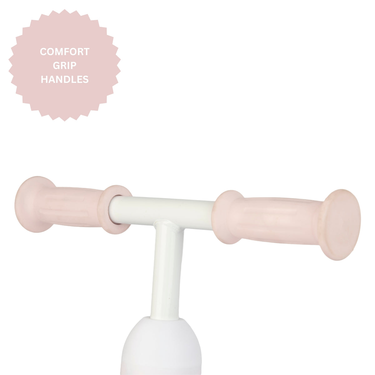 pink toddlers bobble bike with a wicker basket.