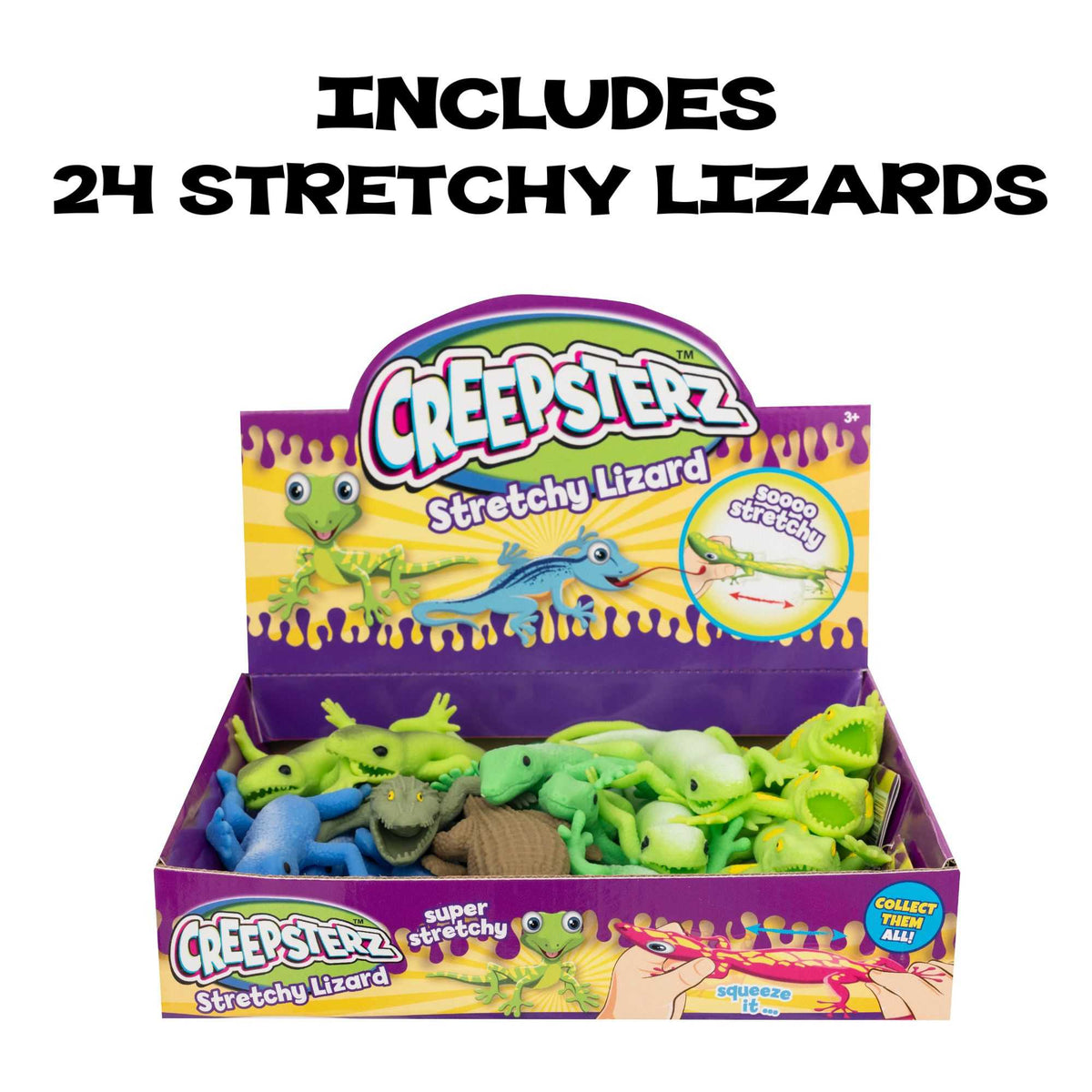 Creepsterz Stretchy Lizards Assorted Fidget Toys | 24 Pack Fidget Toy Bumper Party Pack