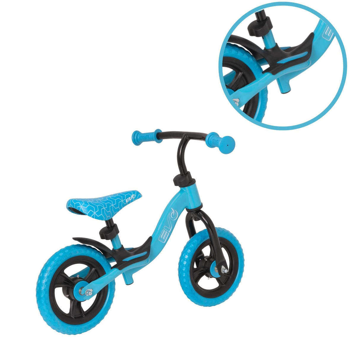 EVO Balance Bike with adjustable seat and handlebars, lightweight and durable frame, perfect for teaching children balance and coordination.