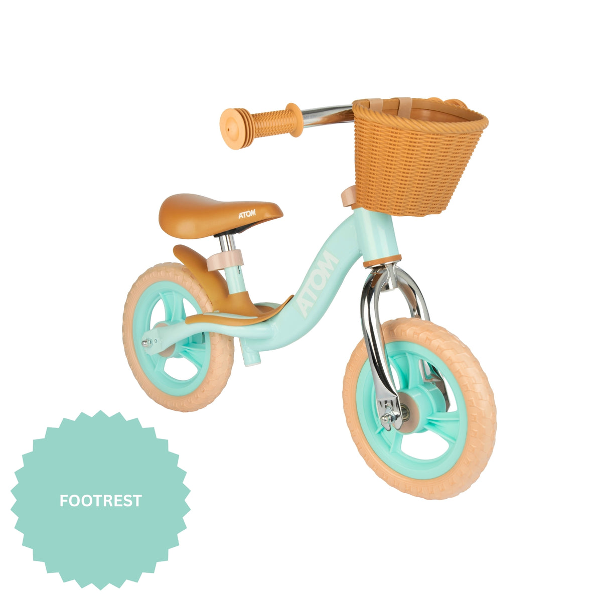 ATOM 10&quot; Glider Bike With Basket - Mint Green