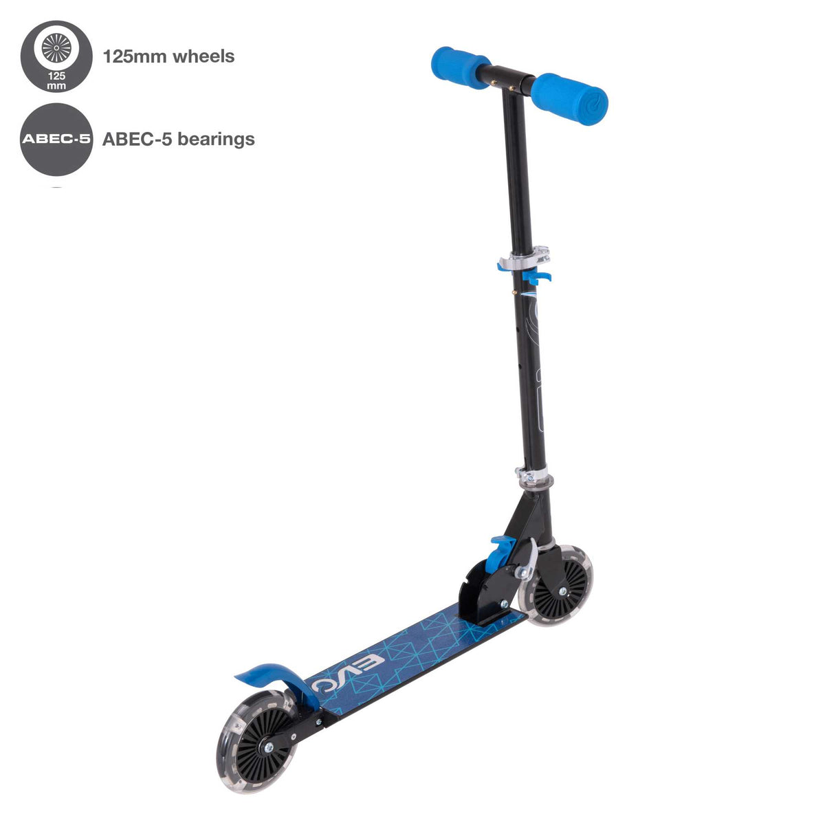 EVO Childrens Light Up Inline Scooter | BlueInline Scooter, Light Up Scooter, Scooter For 5 Year Olds, Push Scooter, Two Wheeled Scooter, Folding Scooter
