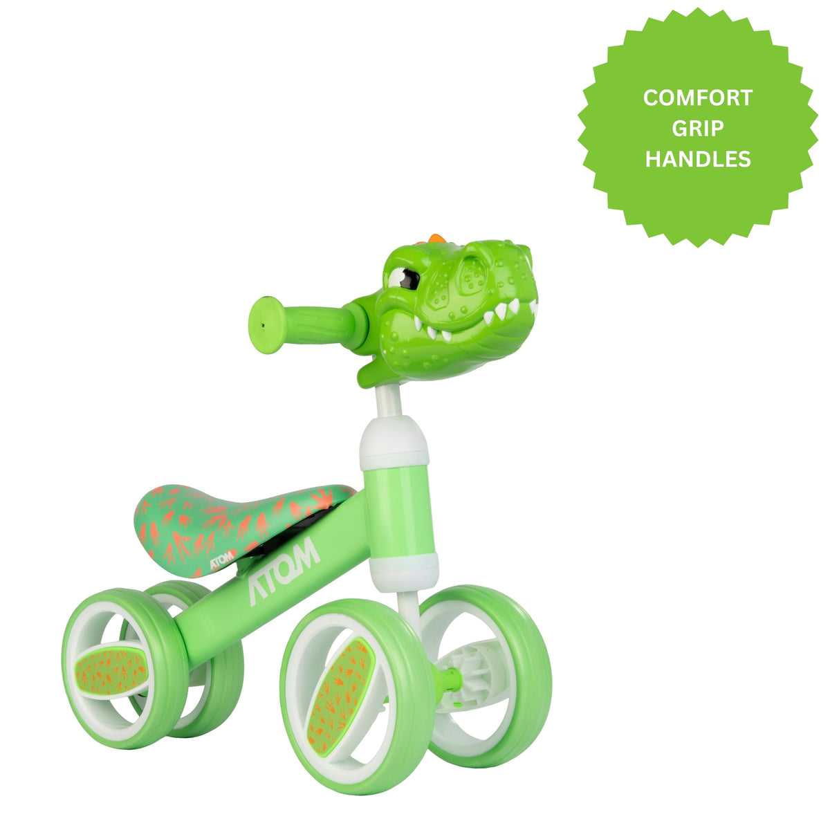 ATOM Childrens Bobble Bike - Green Dinosaur Balance Bike