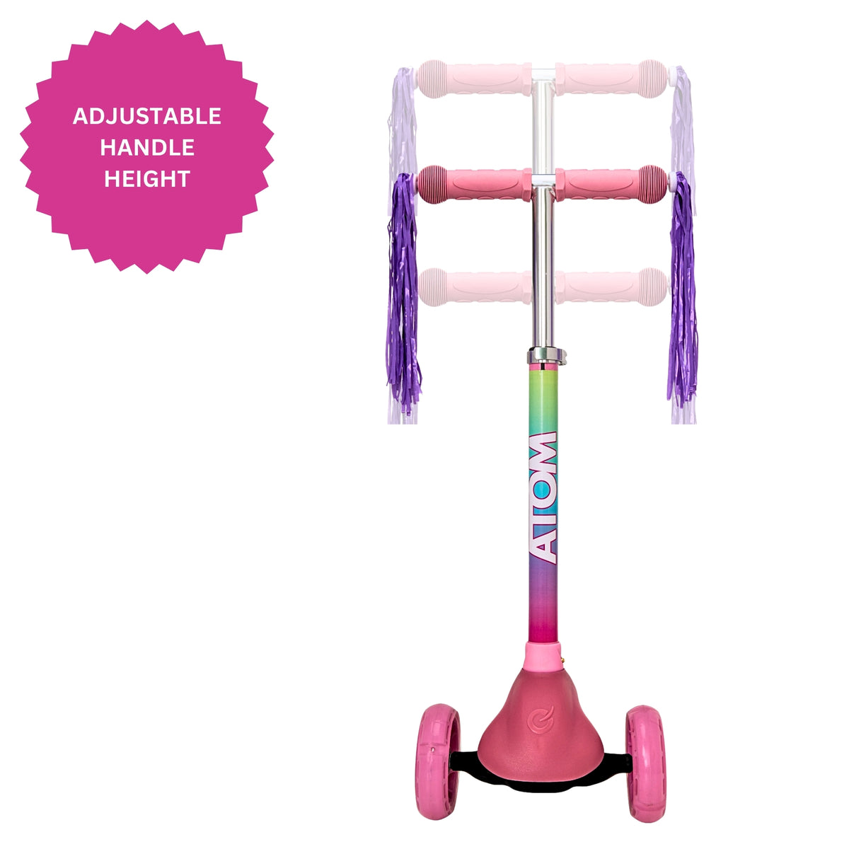 ATOM Eclipse Unicorn Light-Up Scooter for Kids – 3-Wheel LED Scooter with Flashing Deck and Colourful Wheels for Ages 5+.