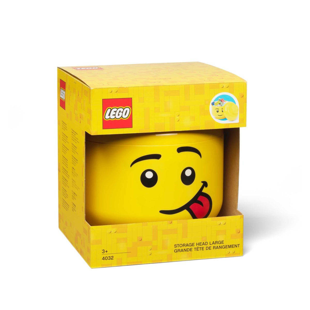 Large LEGO Storage Head - Silly Face Building Toys