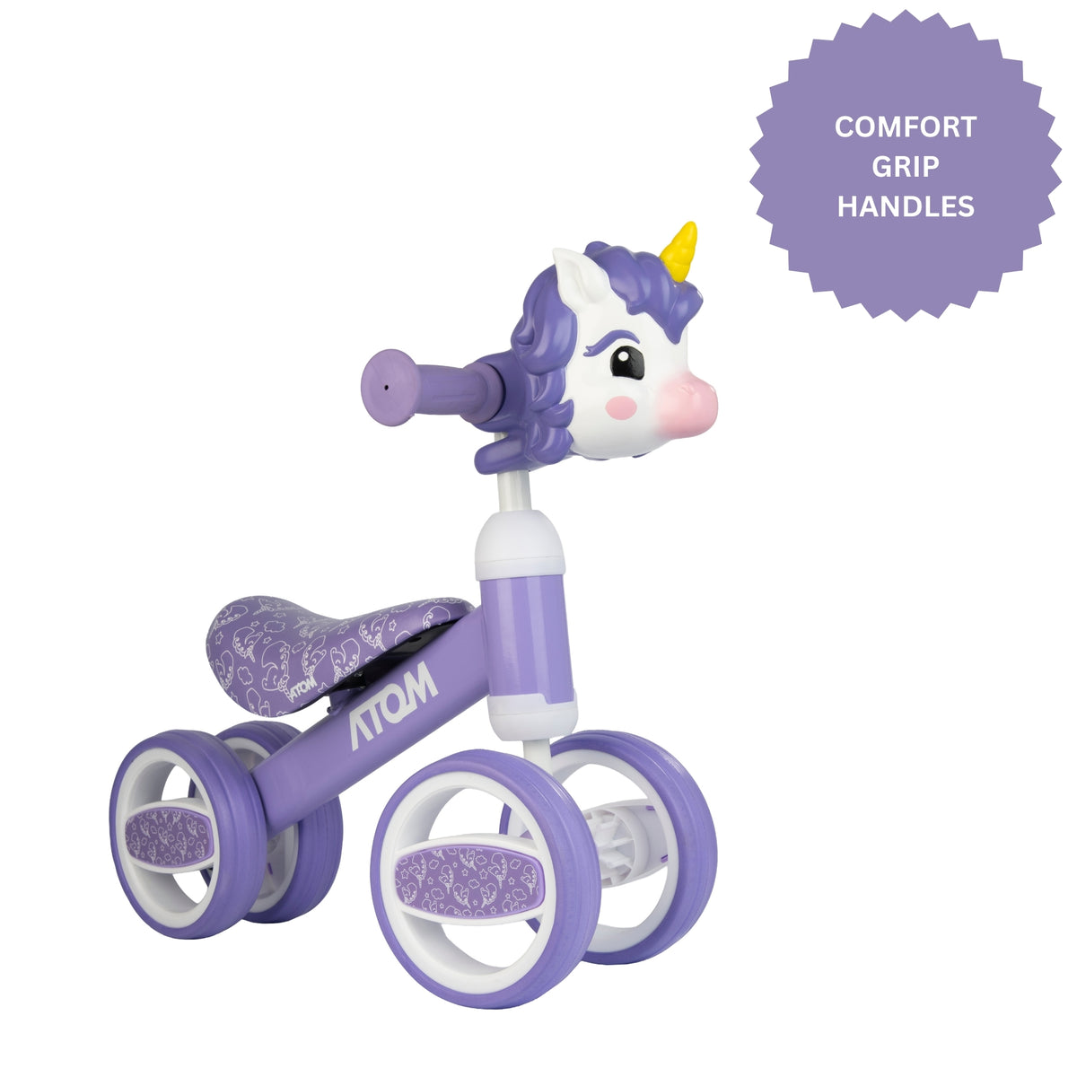 ATOM Childrens Bobble Bike - Purple Unicorn Balance Bike
