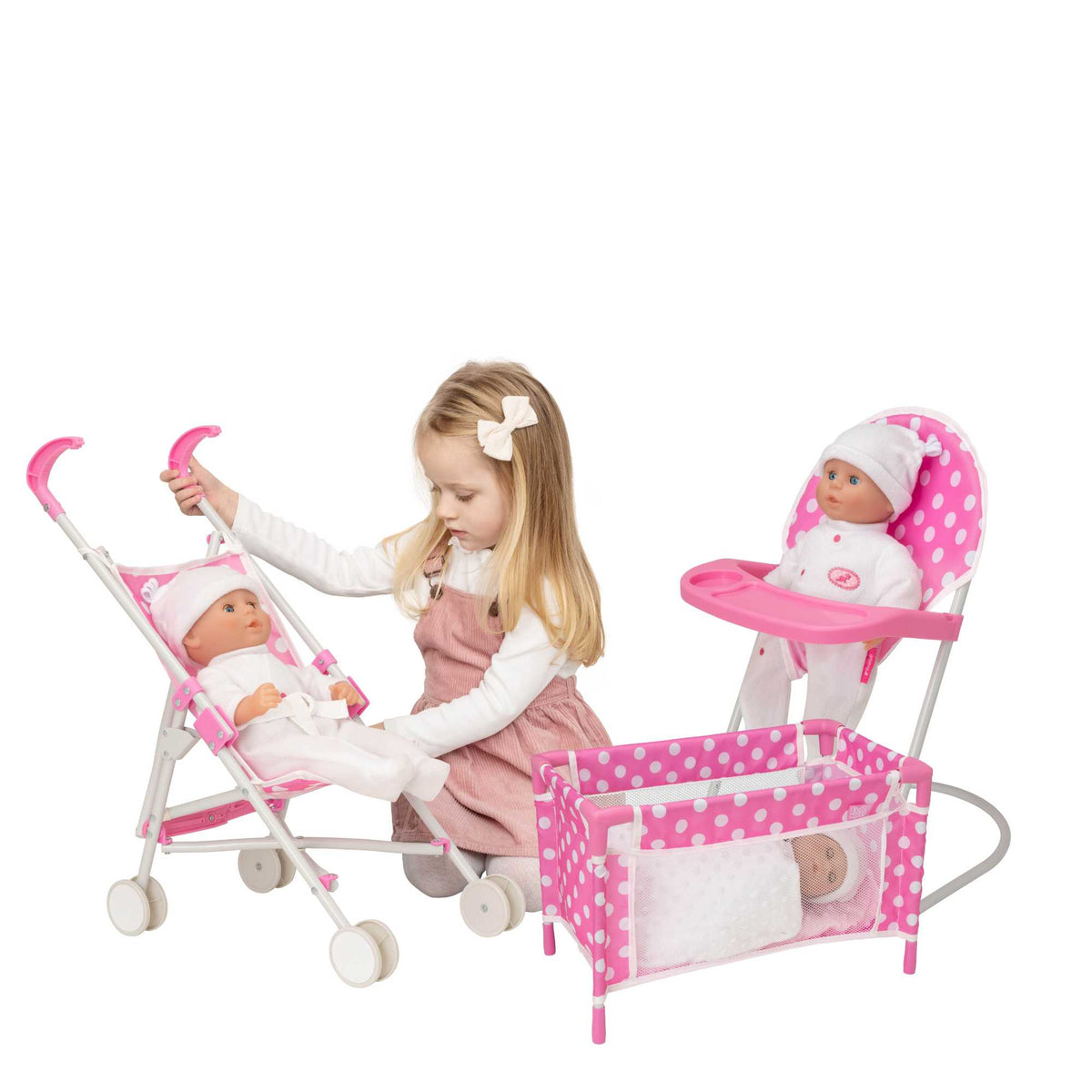 Childrens Dolls Pram, Childrens Dolls, Dolls Accessories, Dolly Tots, Nursery Play Set, Dolls Stroller, Dolls High Chair, Dolls Rocking Crib, Dolls Car Seat