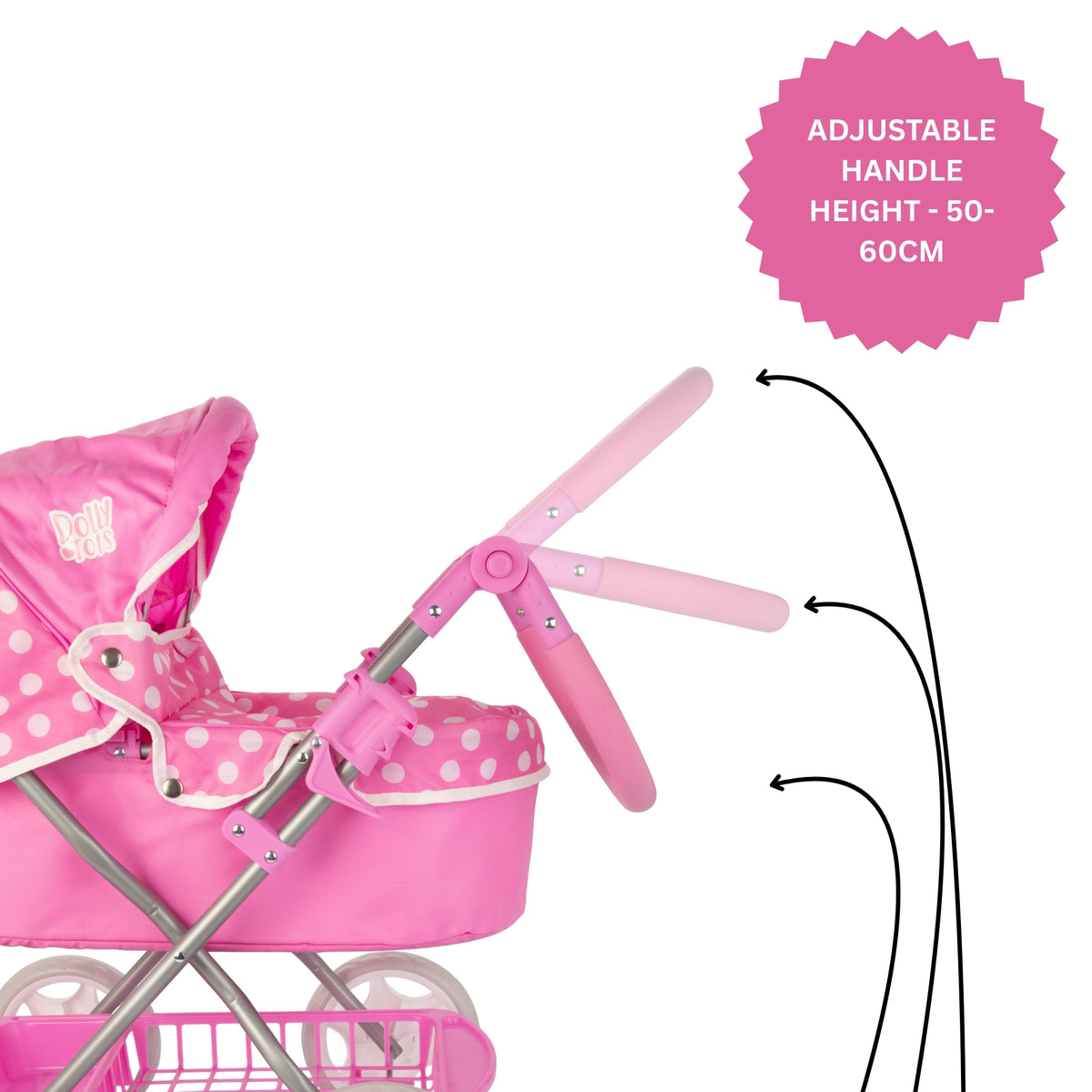 Dolly Tots Cherish Pram - Pink Prams