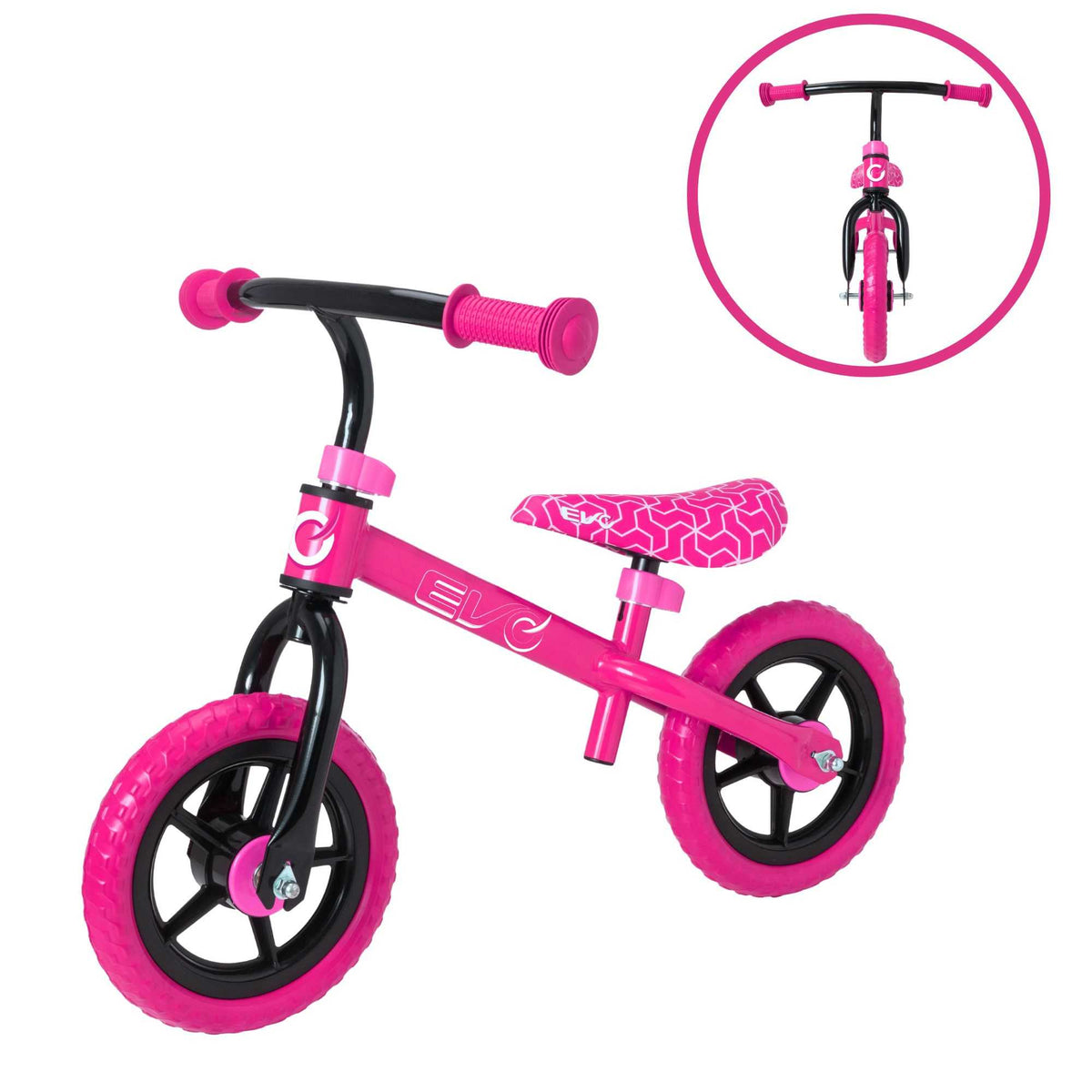 Child riding the EVO Balance Bike outdoors, showcasing the lightweight and durable design perfect for young learners to develop their balance and coordination skills