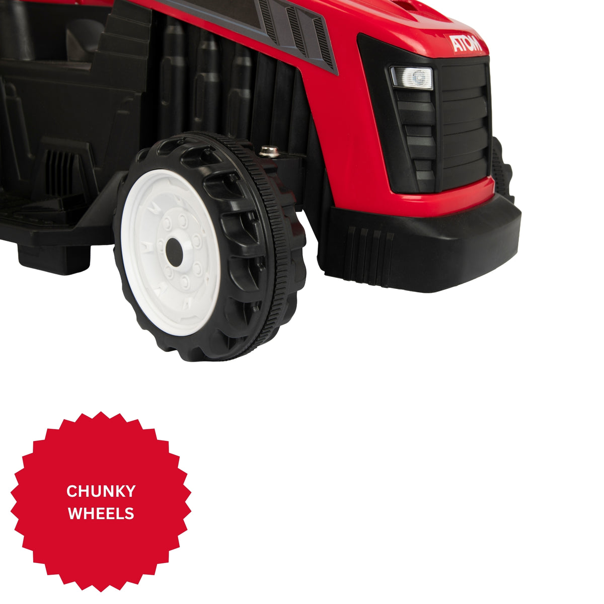 ATOM 6V Electric Ride On Tractor With Trailer - Red Electric Ride Ons