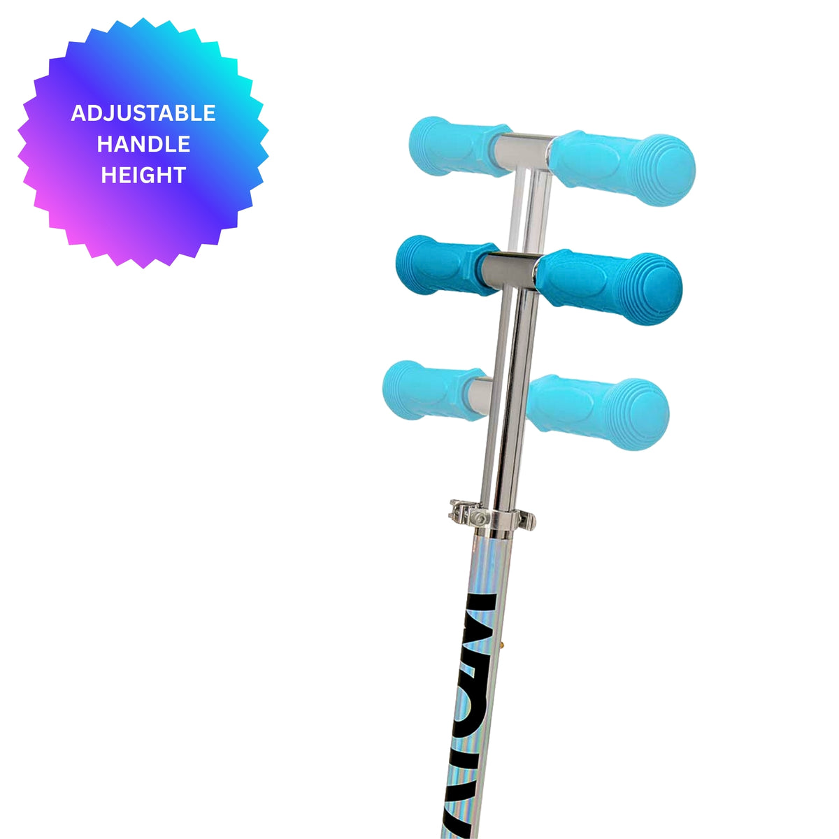 ATOM Light-Up Inline Scooter in Holographic Finish – 2-Wheel Folding Kids Scooter with LED Flashing Wheels for Ages 5+.