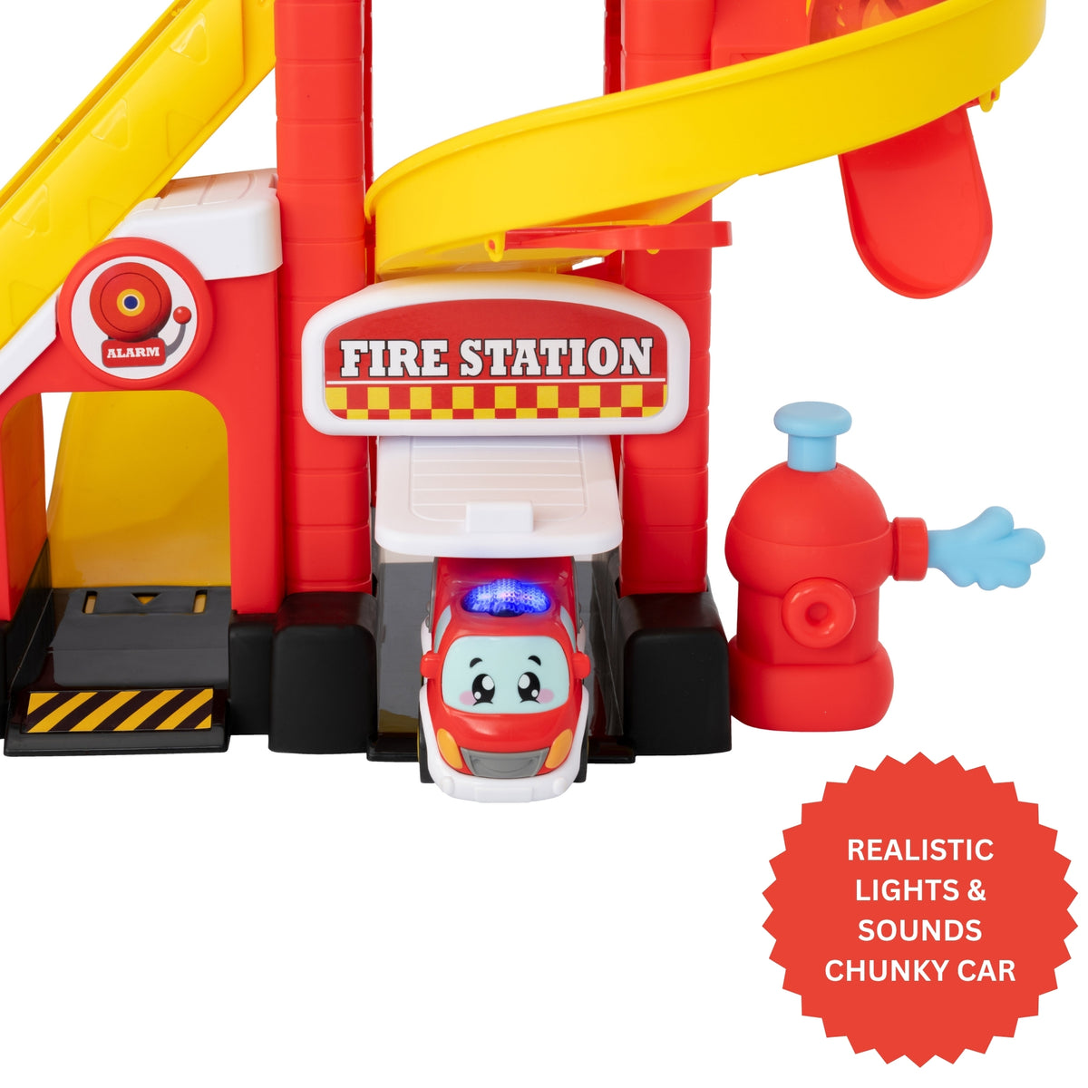 Tiny Teamsterz Beep &amp; Go Fire Station HQ - Includes 1 Fire Engine