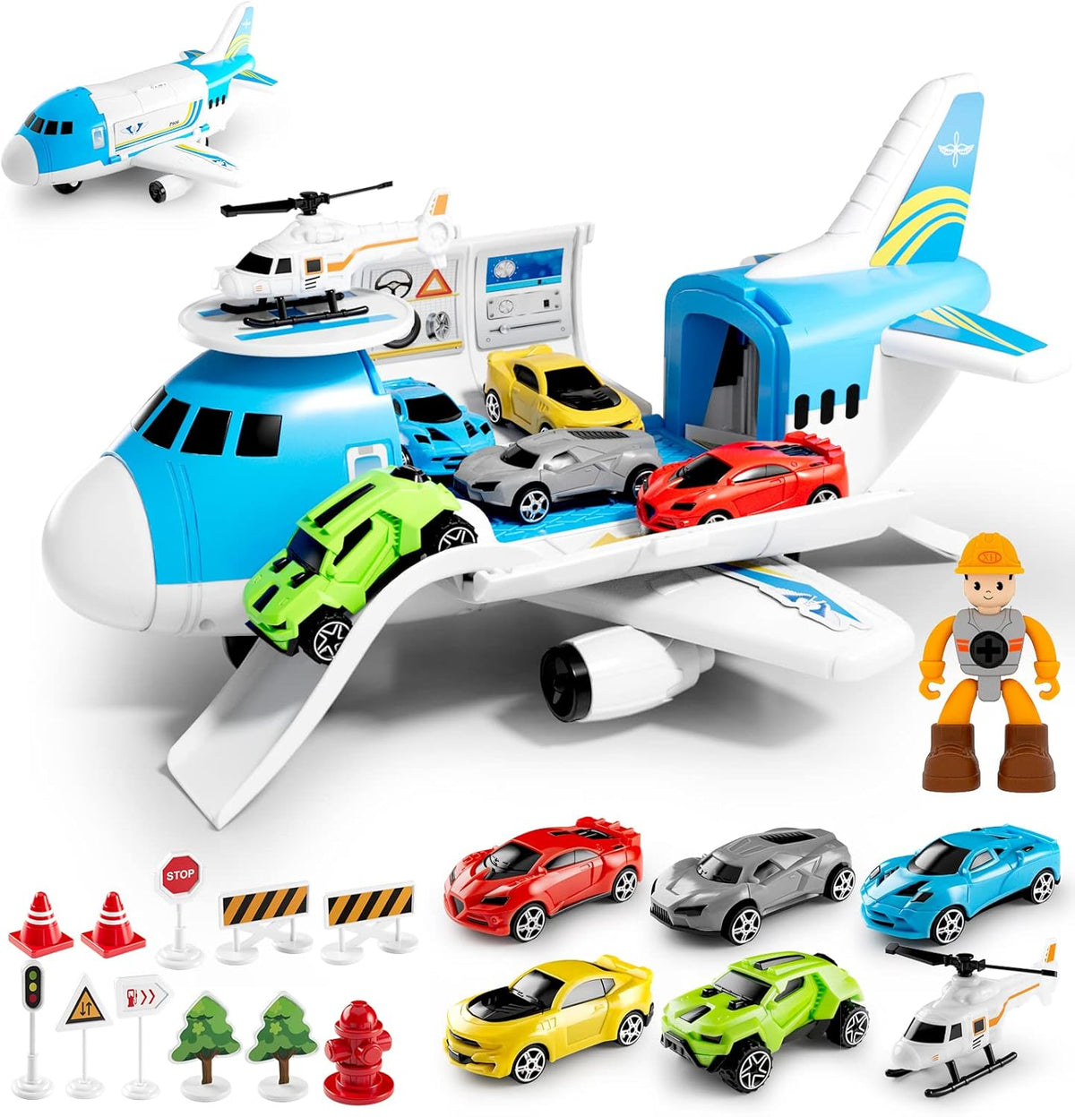 Teamsterz Aeroplane Transporter - Includes 16 Accessories