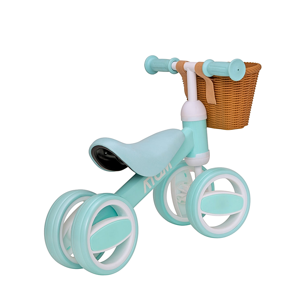 ATOM Bobble Balance Bike with Basket in Mint Green – Lightweight First Bike for Toddlers with 10 Inch Wheels and Adjustable Seat.