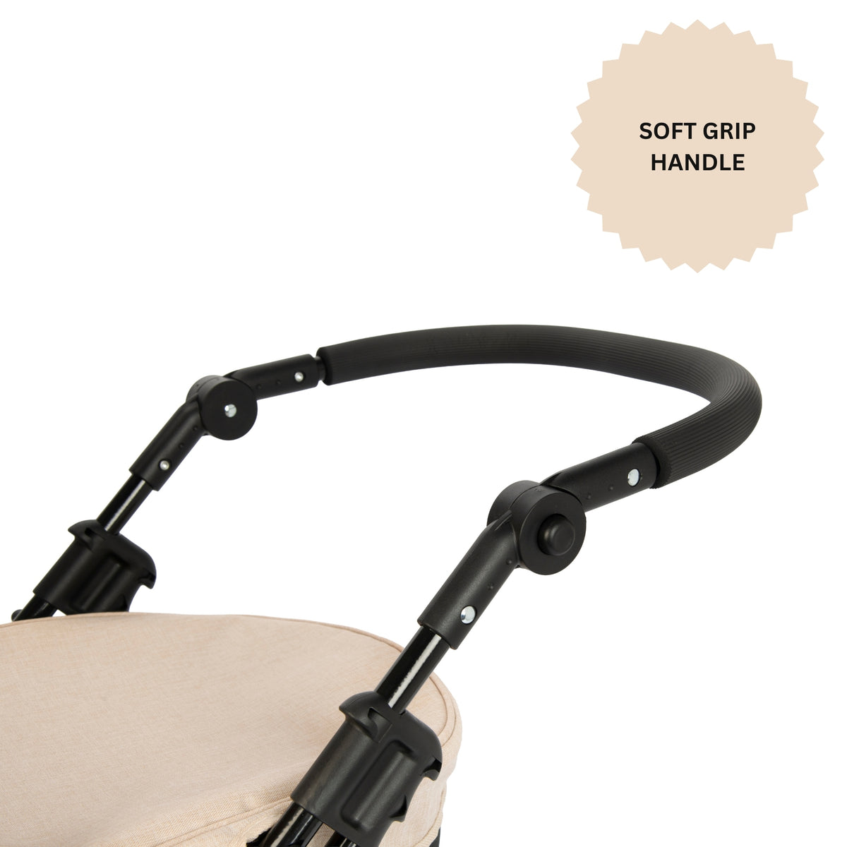 Joie Cherish Dolls Pram in Stone &amp; Black, with an adjustable handle height, removable apron and adjustable canopy