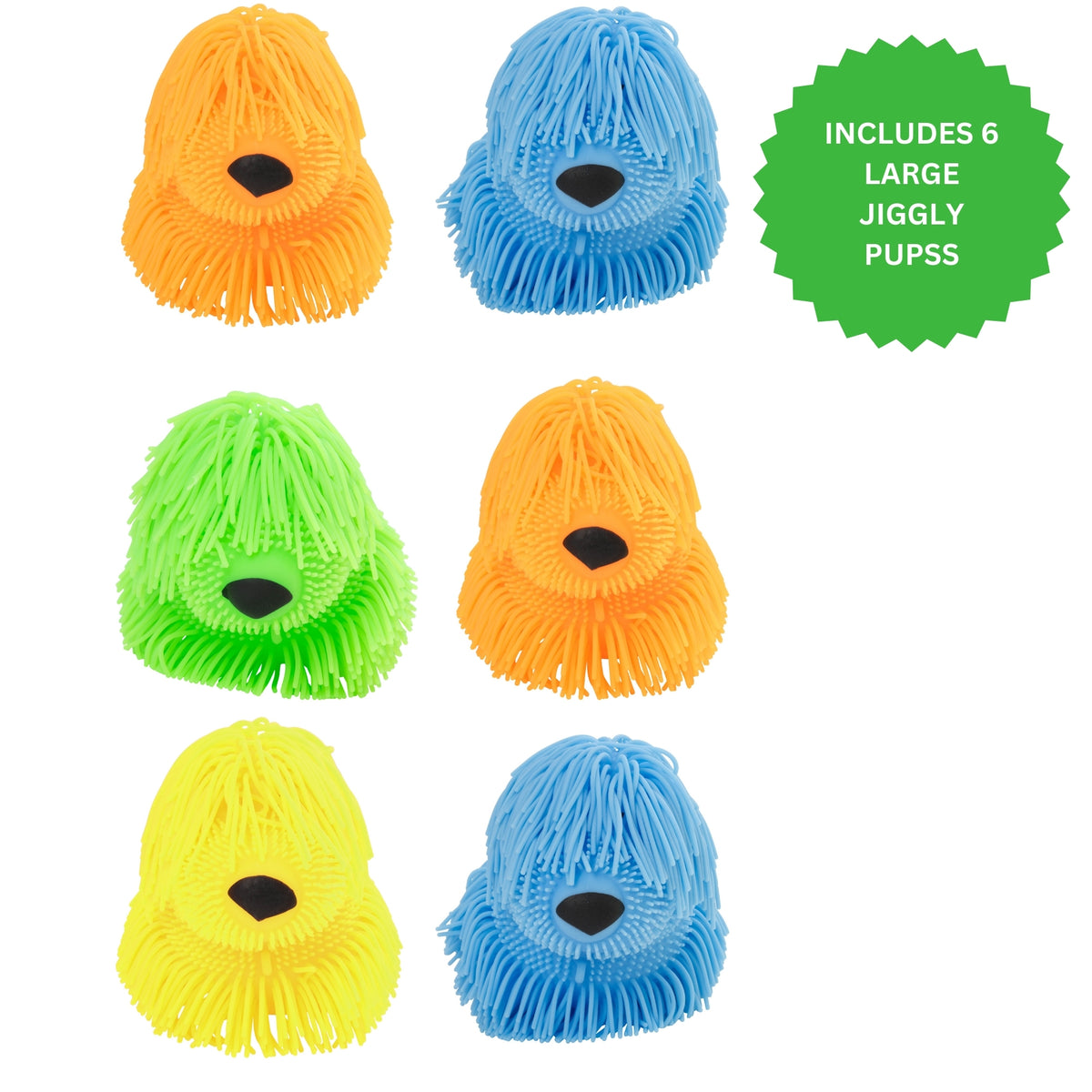 Jokes &amp; Gags Jiggly Pups  - 6 Large Sensory Long Haired Pups