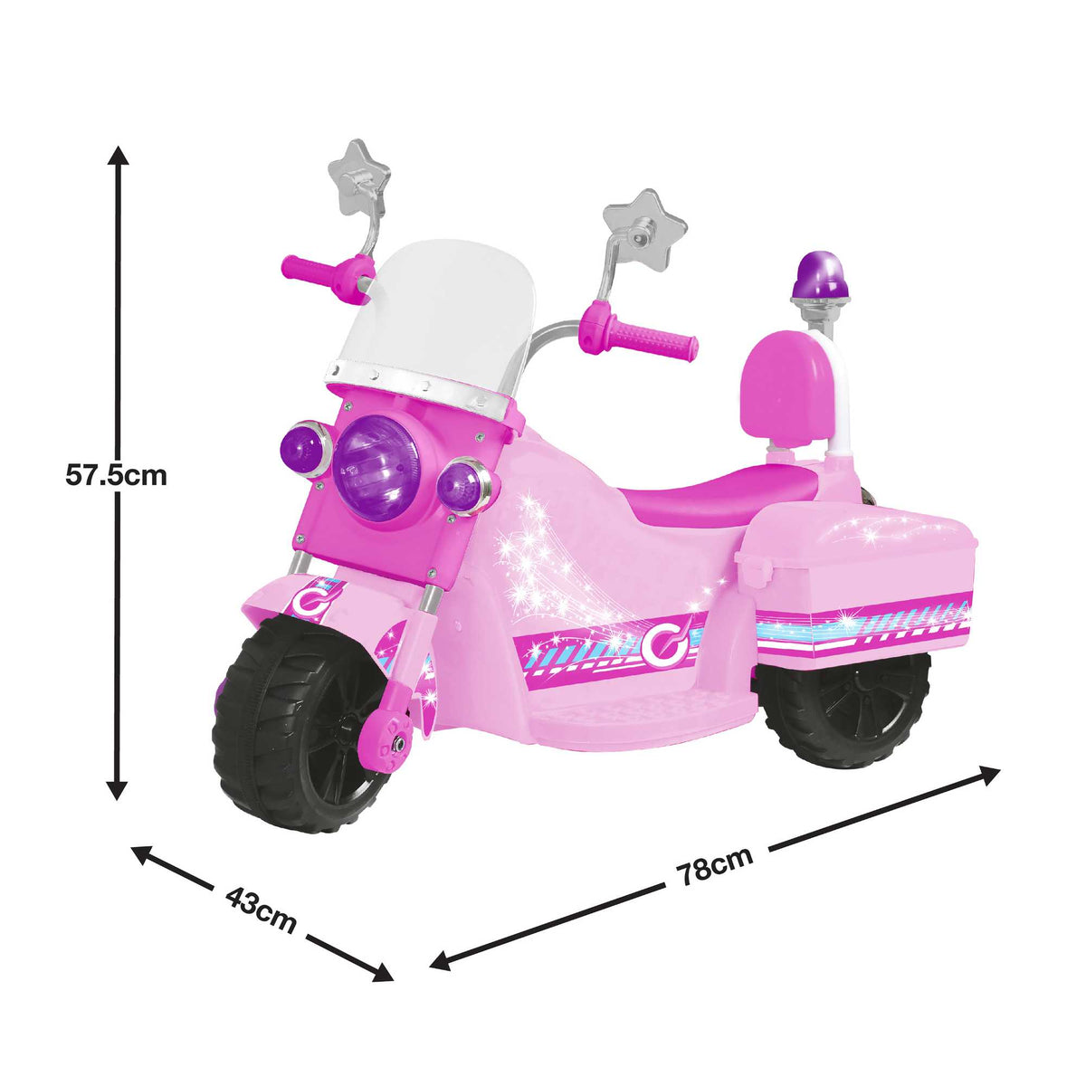 Image of the EVO Children&#39;s Electric Ride-On Shimmer Trike Toy. The trike is shown in an outdoor setting, highlighting its fun and adventurous appeal for young riders.