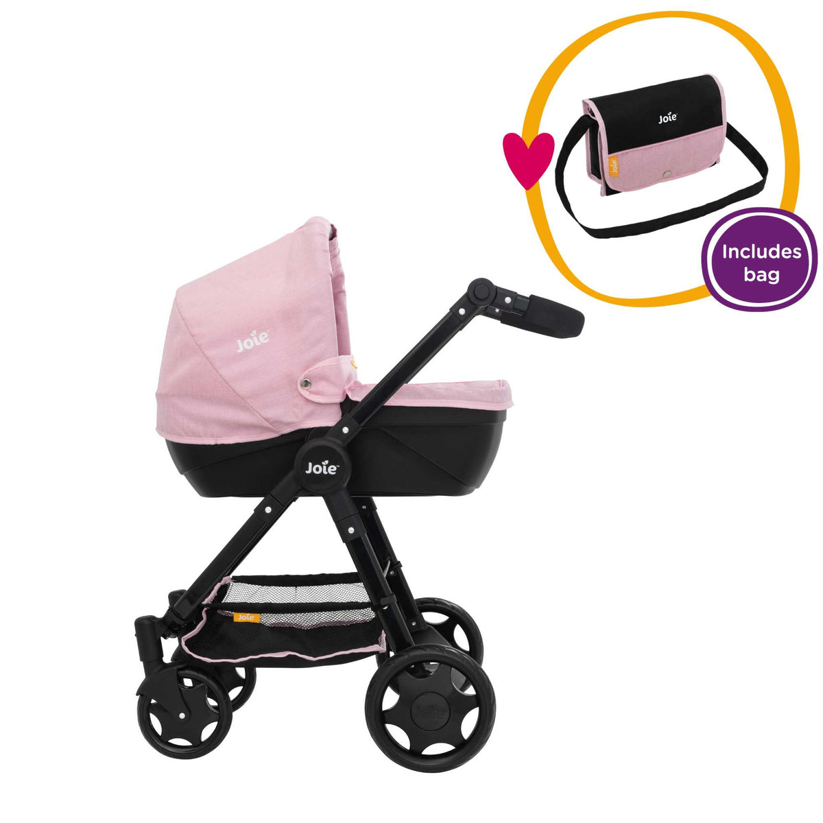 Joie Mytrax Dolls Pram - Pink &amp; Black Prams