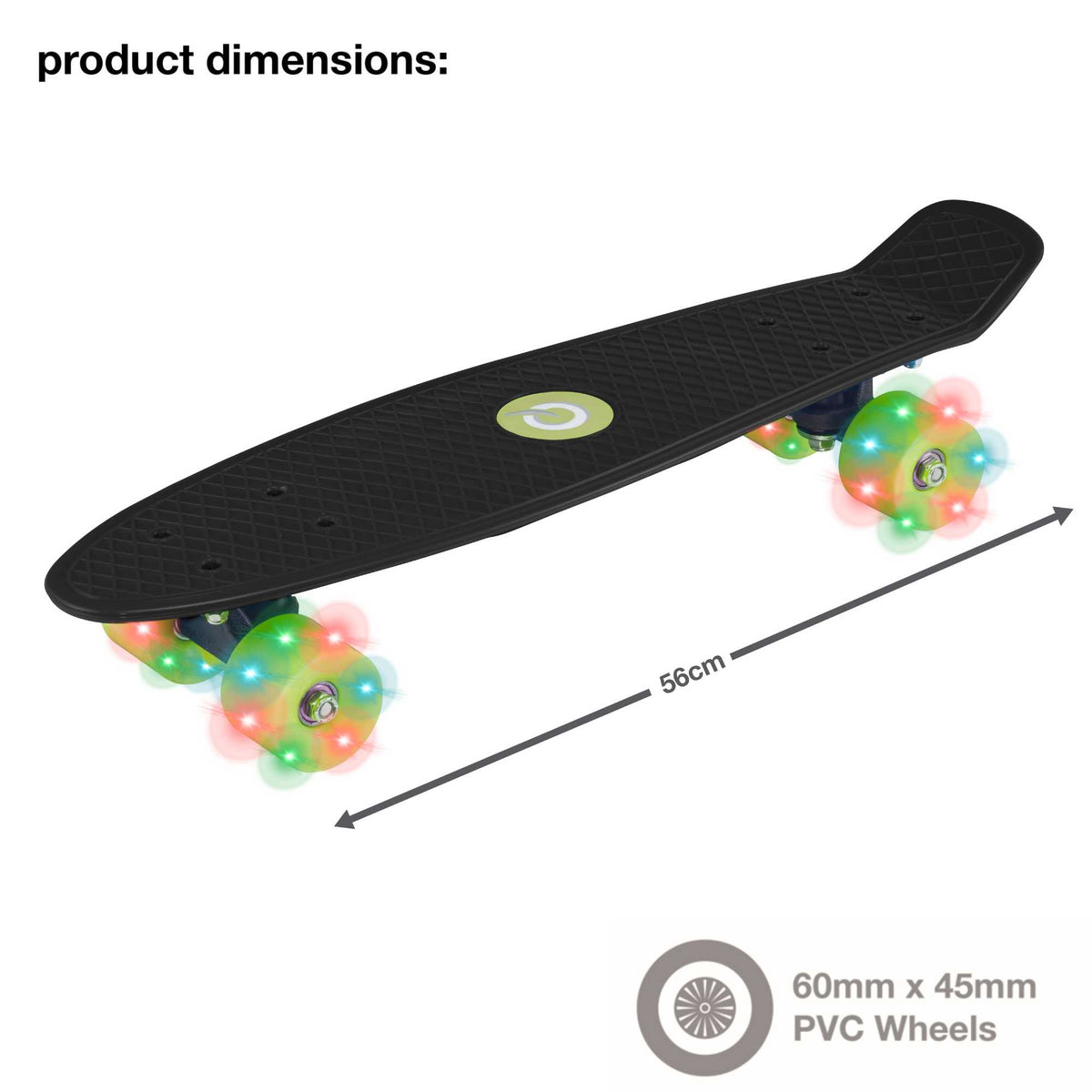 EVO 22&quot; Light Up Penny Board - Black Skateboards