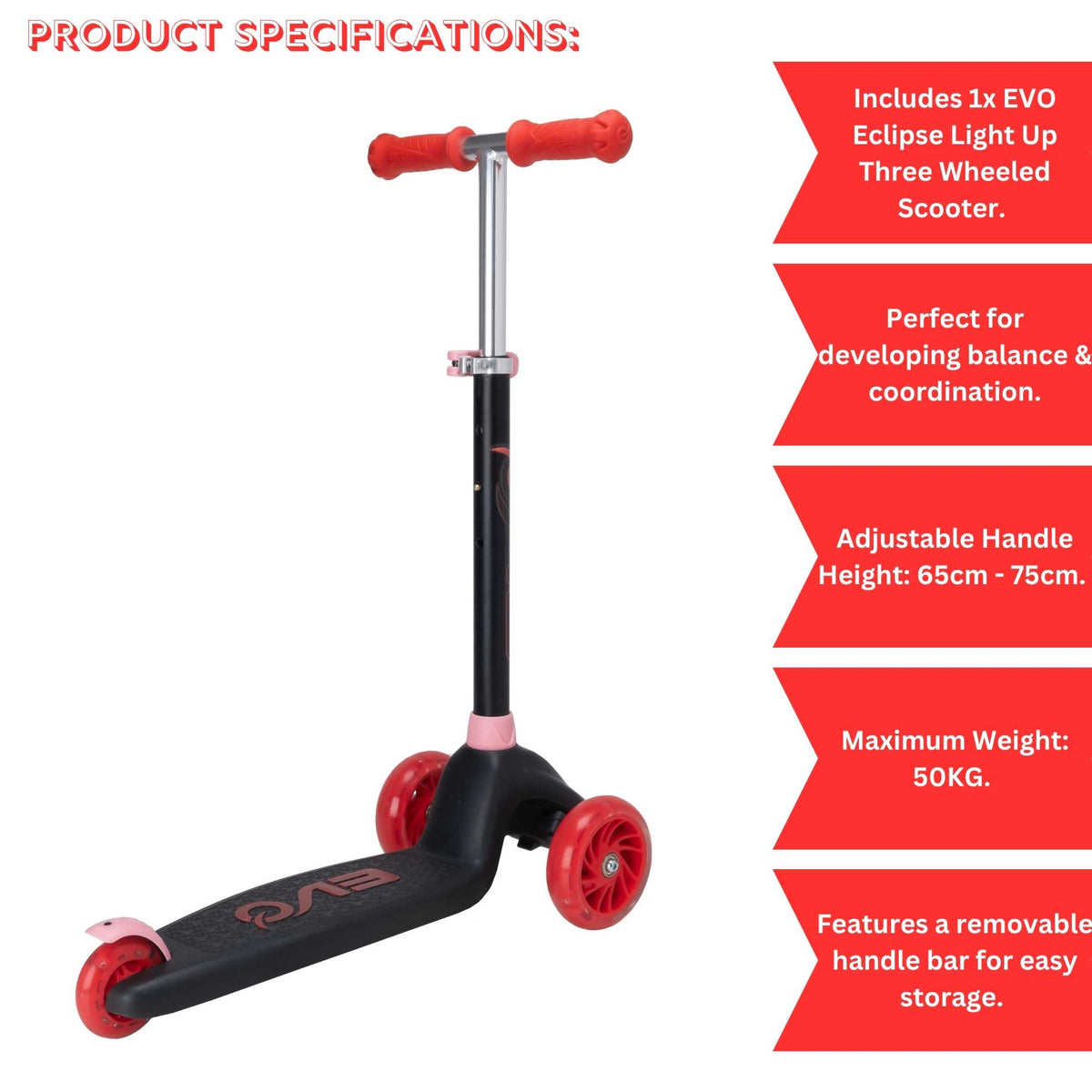 EVO Eclipse Light Up Scooter - Red