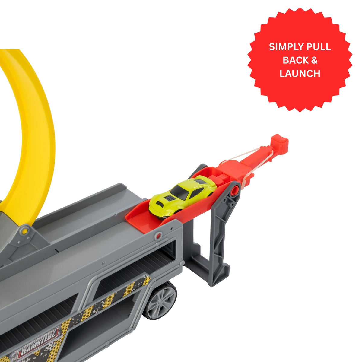 Kids Racing Toy – Teamsterz Launch &amp; Loop Transporter with Adjustable Track and Storage for 14 Cars