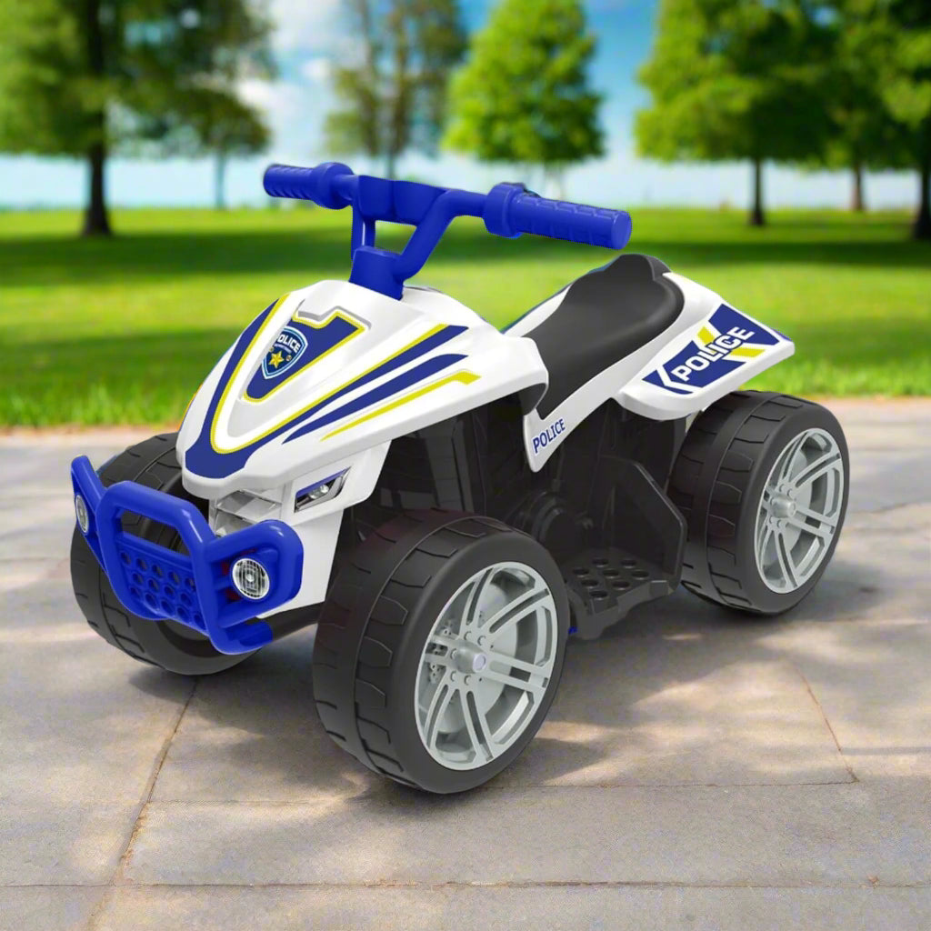 Evo 6V Kids Electric Ride-On Police Quad Bike Electric Ride Ons