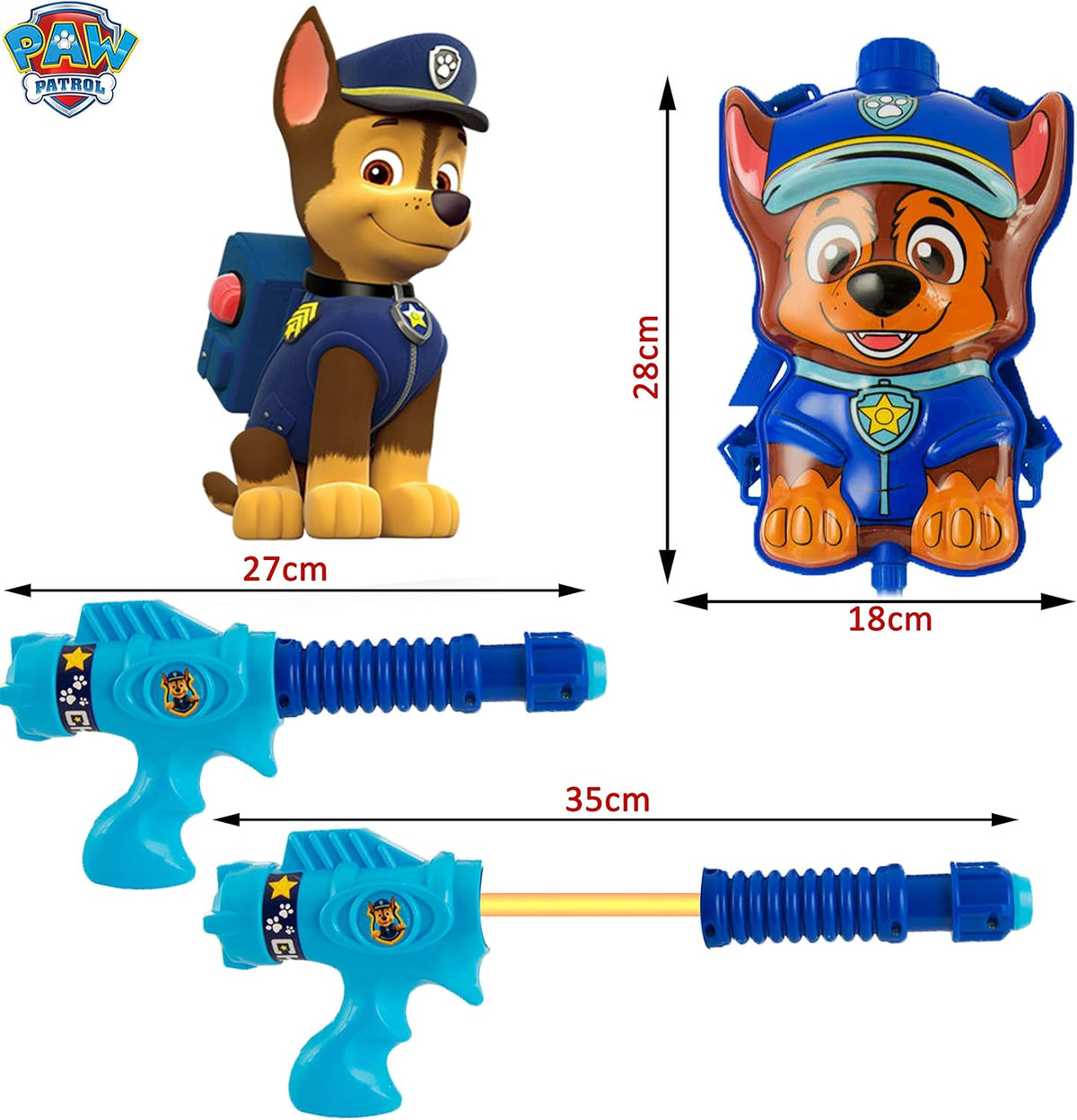Paw Patrol Water Blaster - Water Pistol &amp; Backpack Sand &amp; Water Play