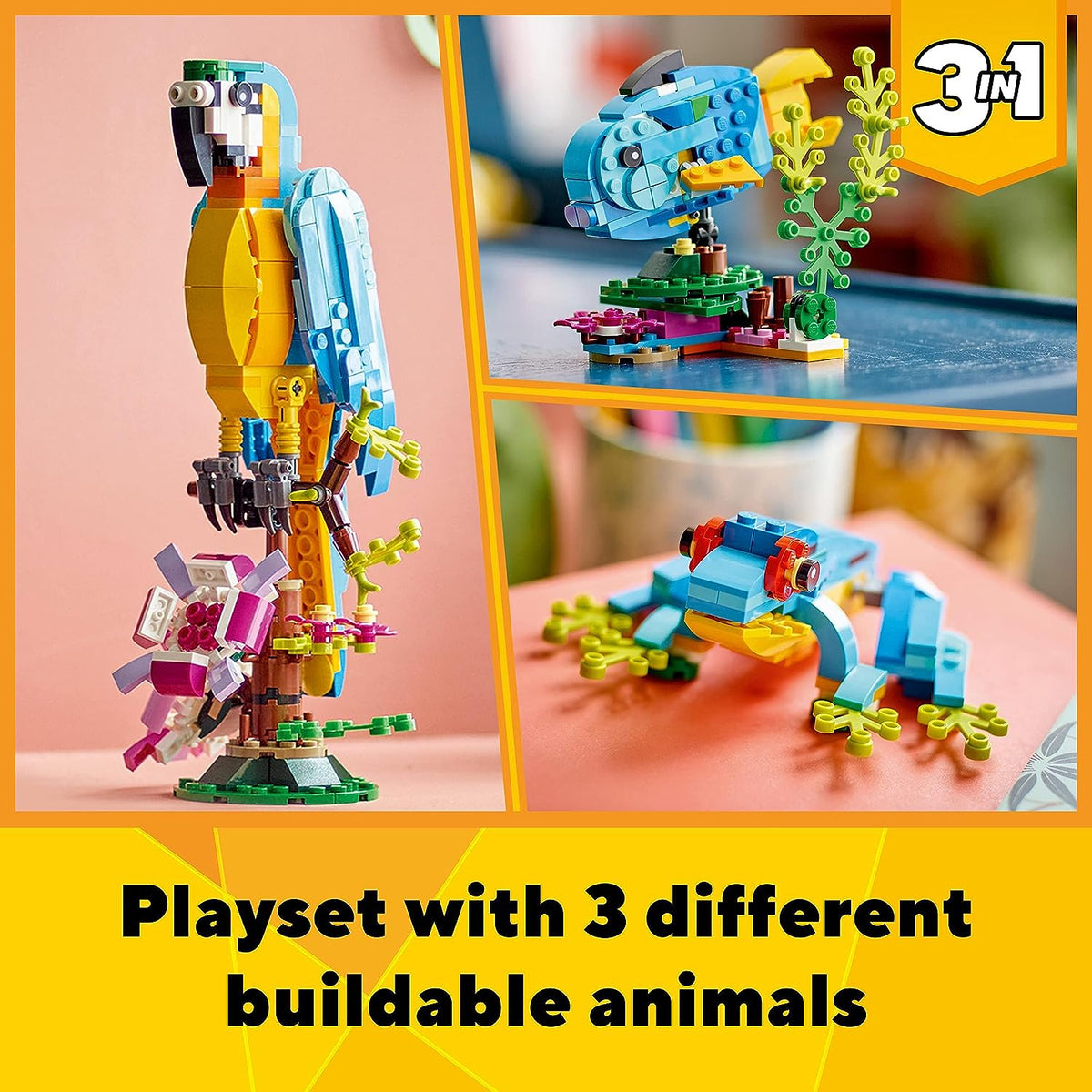 LEGO Creator 3-in-1 31136 Exotic Parrot Animals Building Set